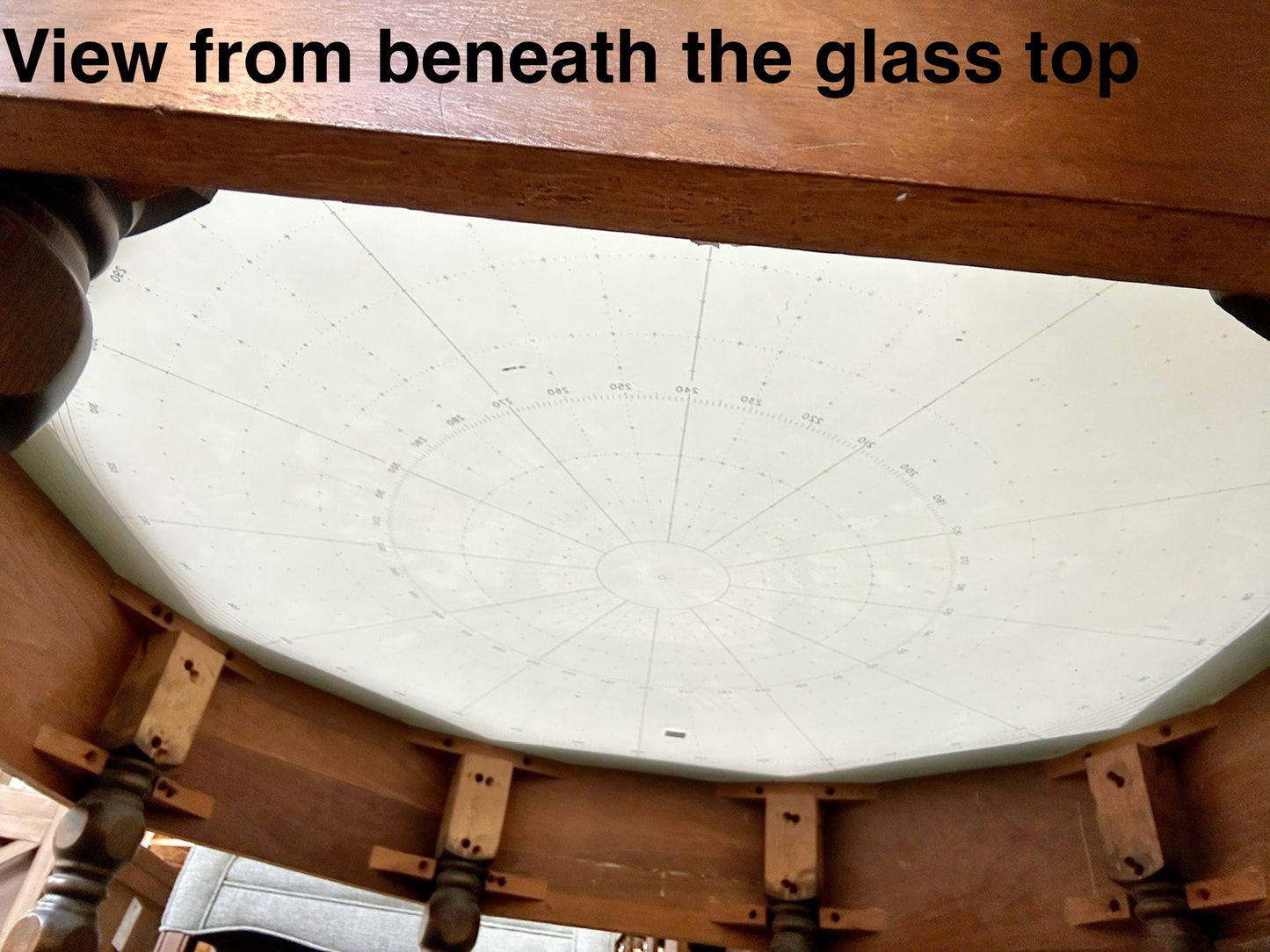Repurposed Glass Nautical Sailing Map Coffee Table w Custom Solid Wood Base, 38" Wide
