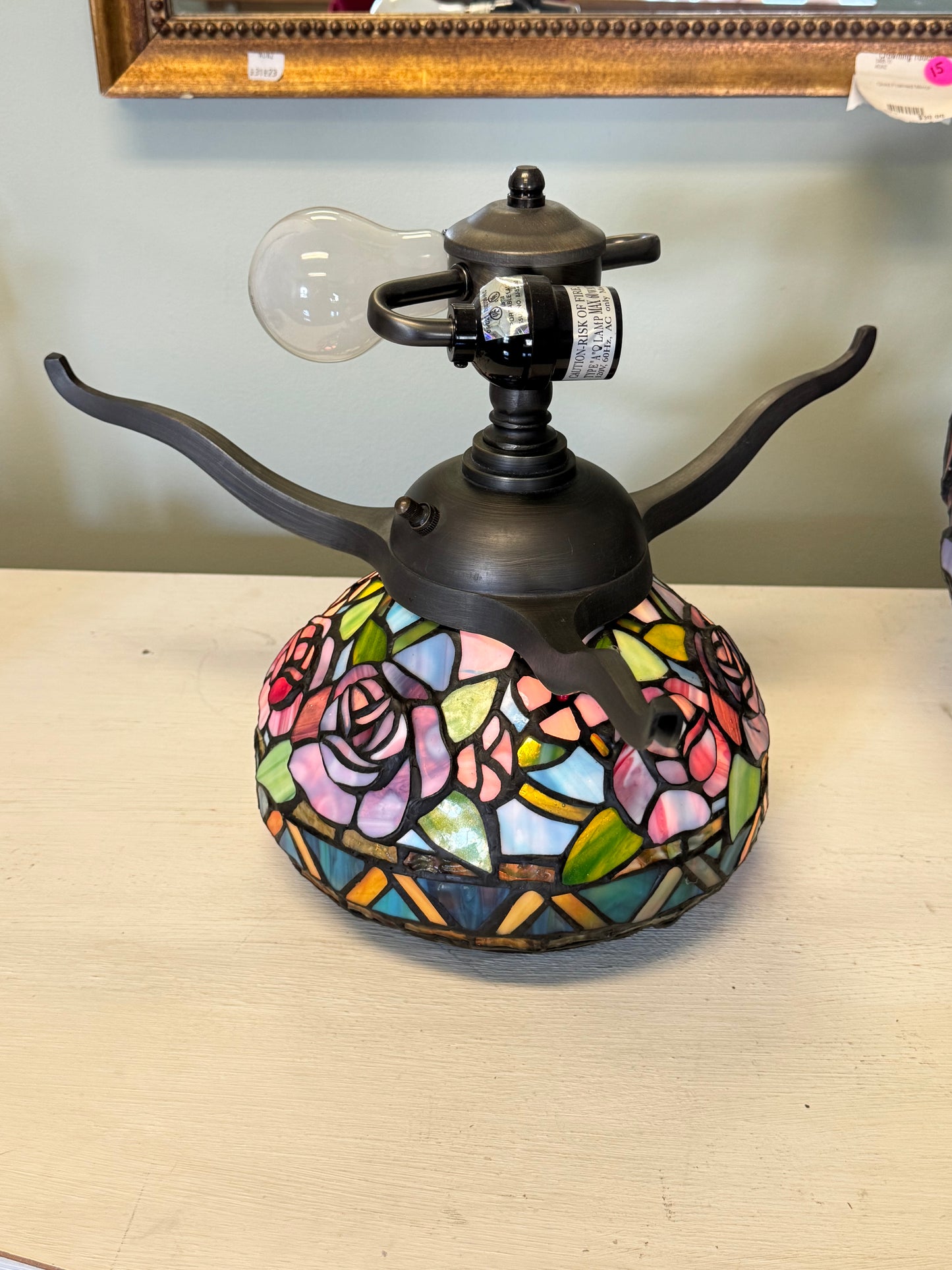 Rose Stained Glass Lamp