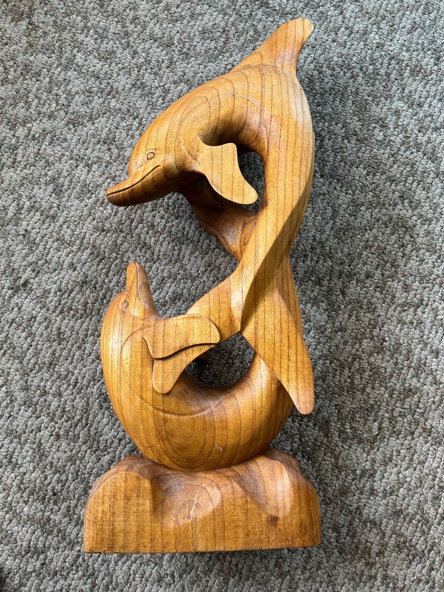 Hand Carved Wooden Dolphin Statue
