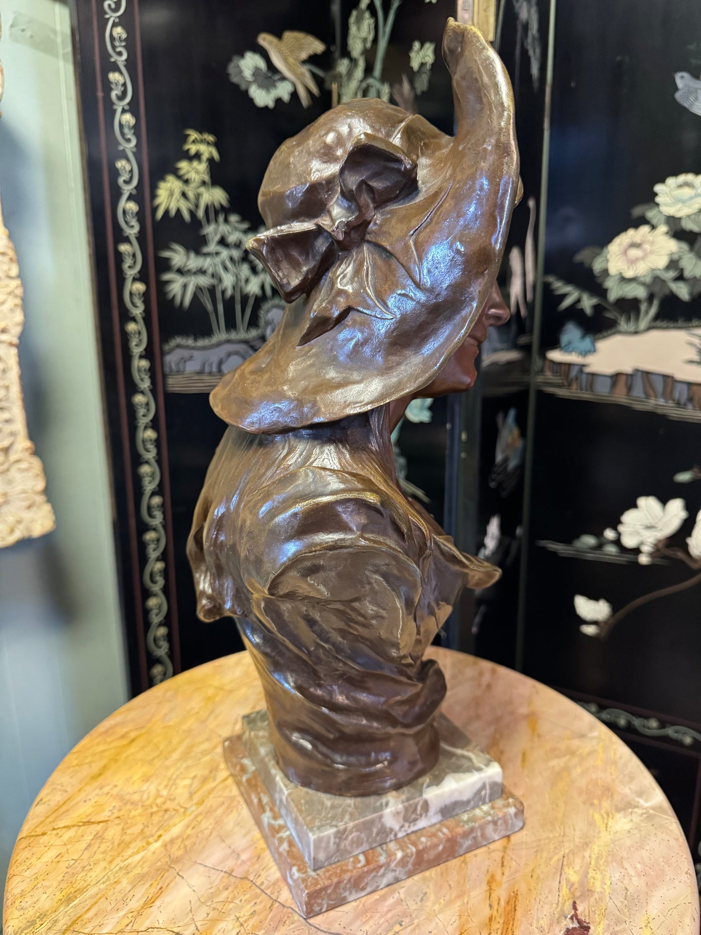 Bronze Maiden Bust Signed by V.Bruyneel Belgium In 1859