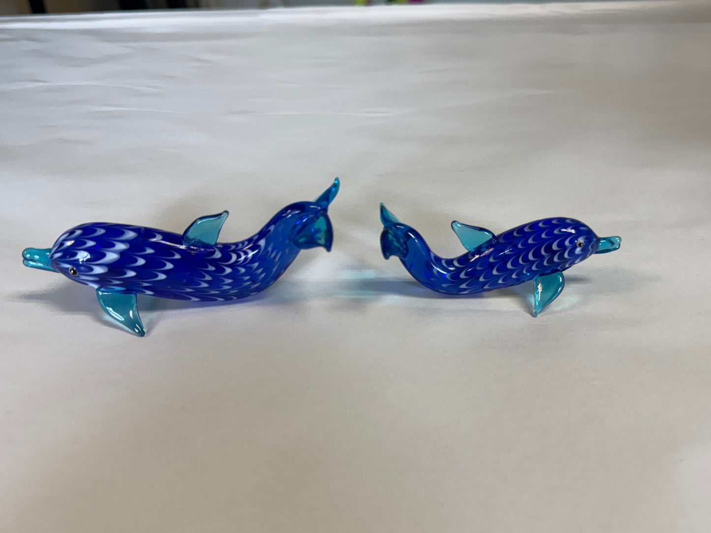 Set Of Two Art Glass Handcrafted Lenox Dolphins