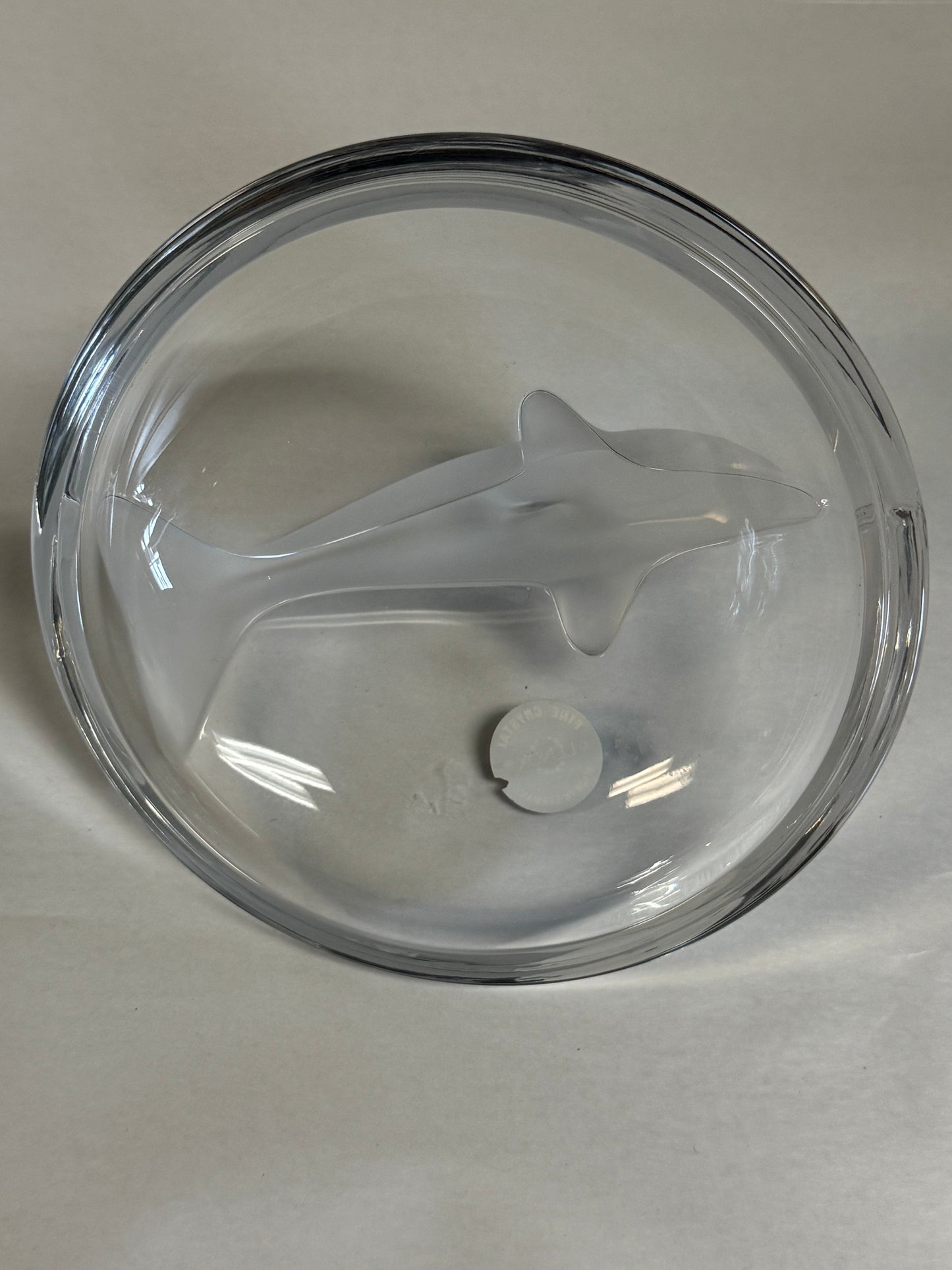 Crystal Lenox Trinket Dish With Frosted Dolphin Lid