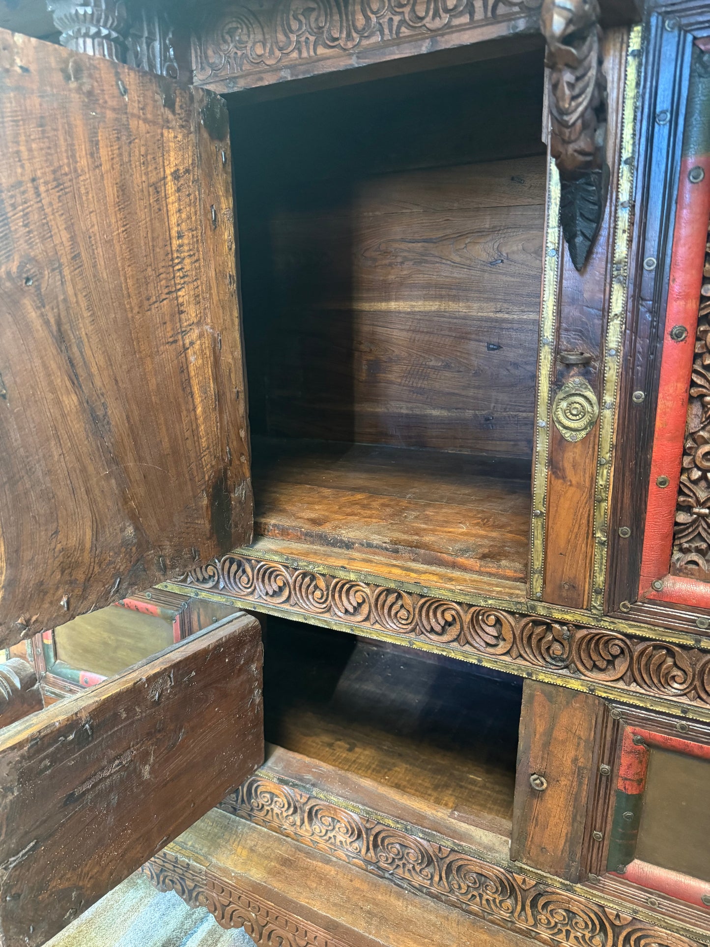 Finely Carved Antique Indian Wedding Chest