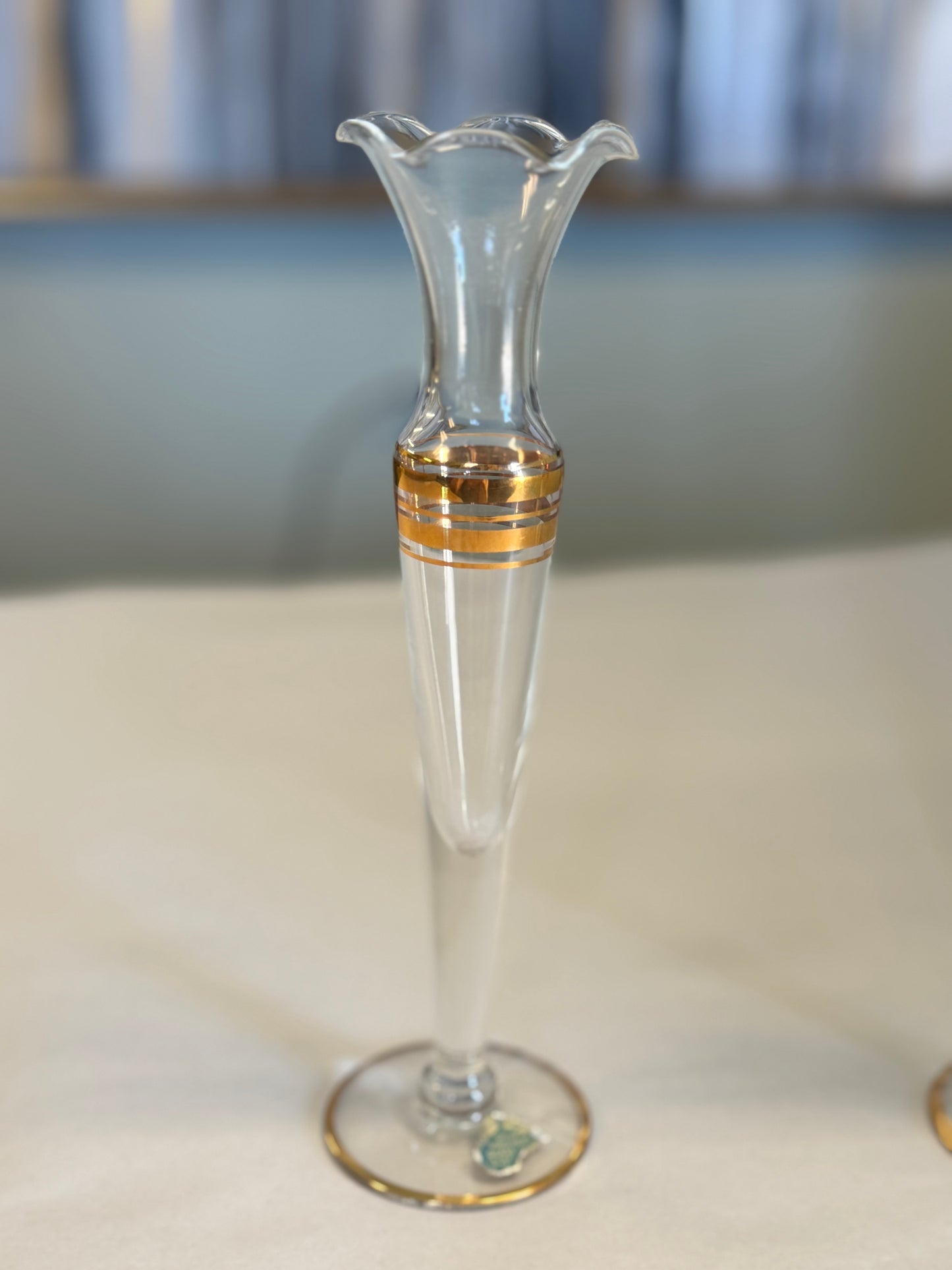 Set Of Two West VA. Glass Company Flute Bud Vases