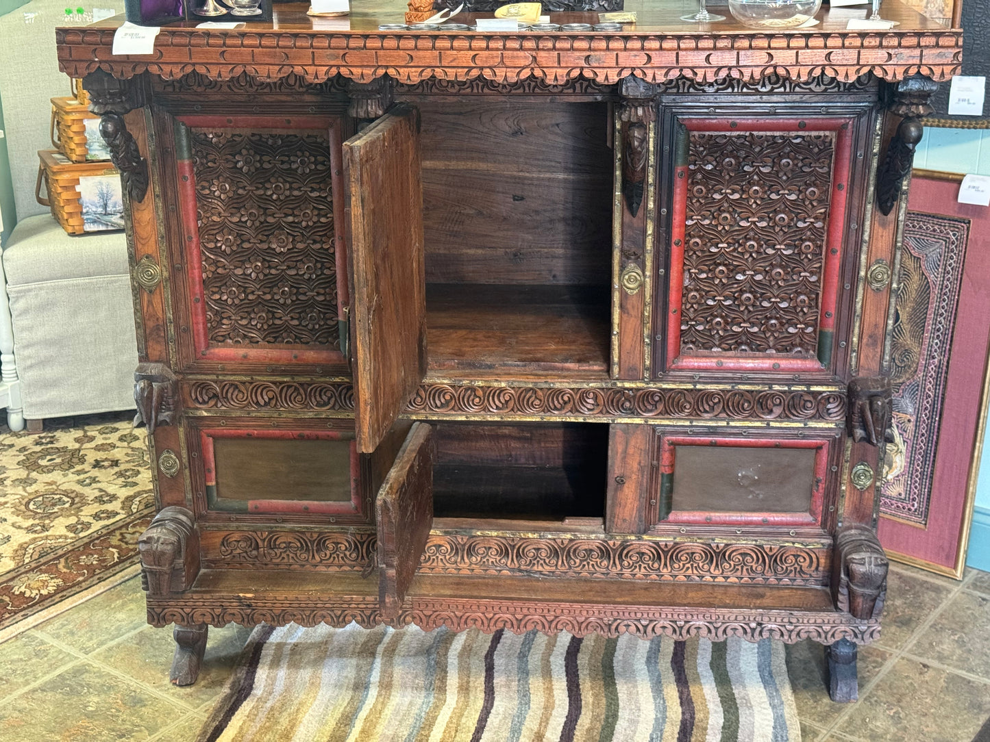 Finely Carved Antique Indian Wedding Chest