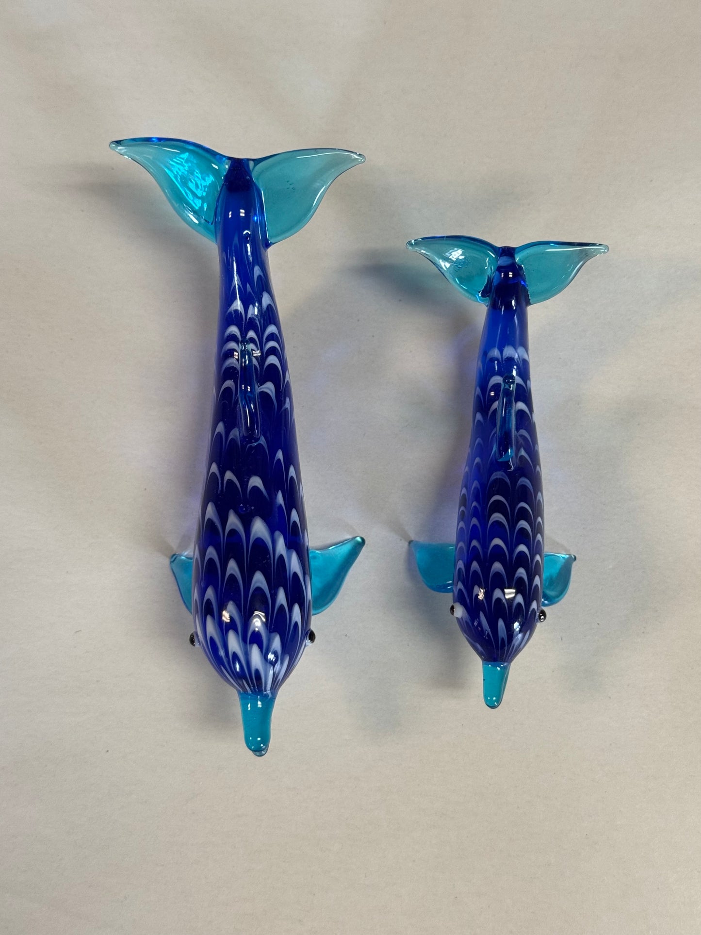 Set Of Two Art Glass Handcrafted Lenox Dolphins