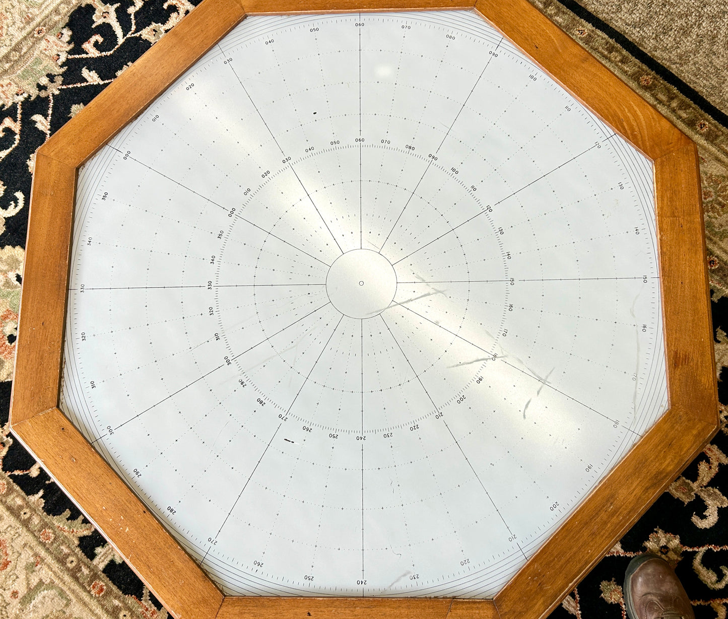 Repurposed Glass Nautical Sailing Map Coffee Table w Custom Solid Wood Base, 38" Wide