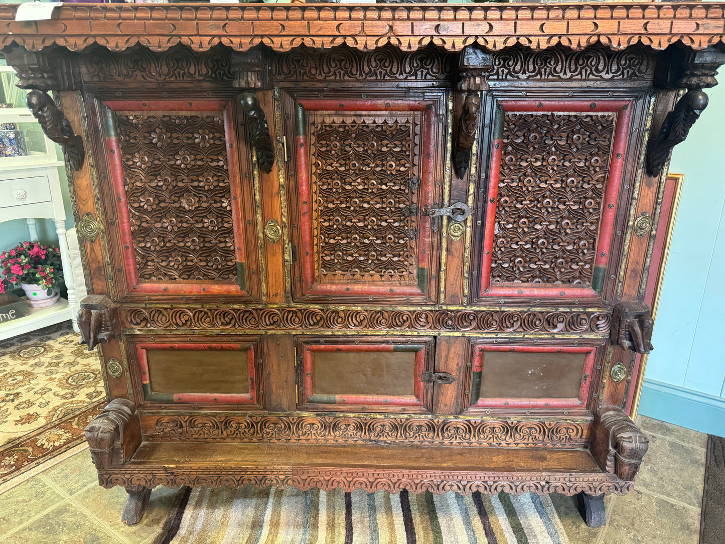 Finely Carved Antique Indian Wedding Chest