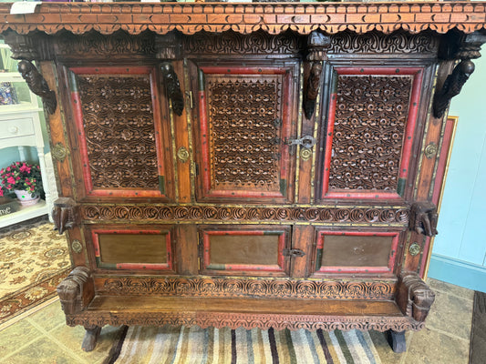 Finely Carved Antique Indian Wedding Chest