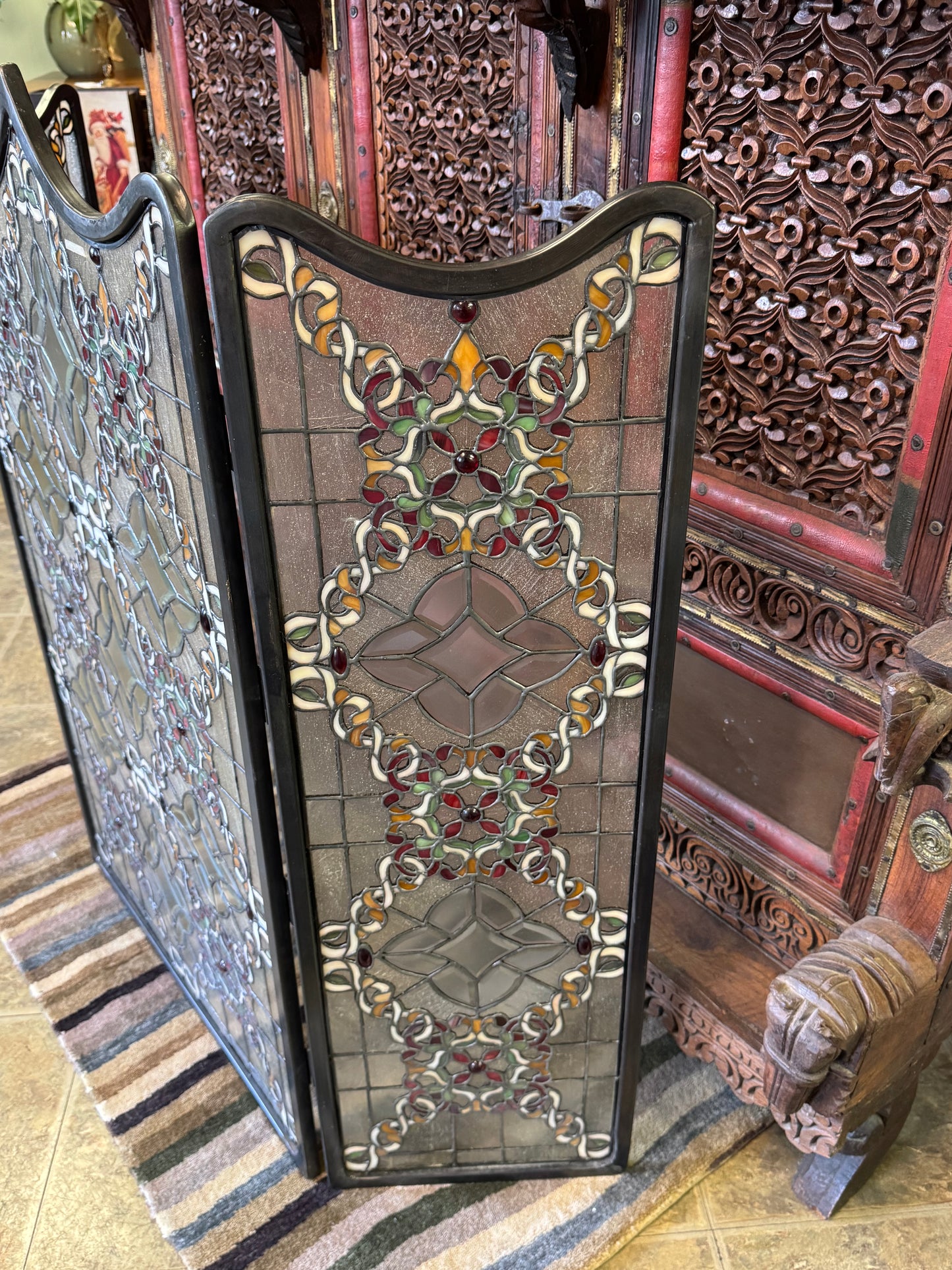 Meyda Tiffany Victorian Beveled Folding Fireplace Screen