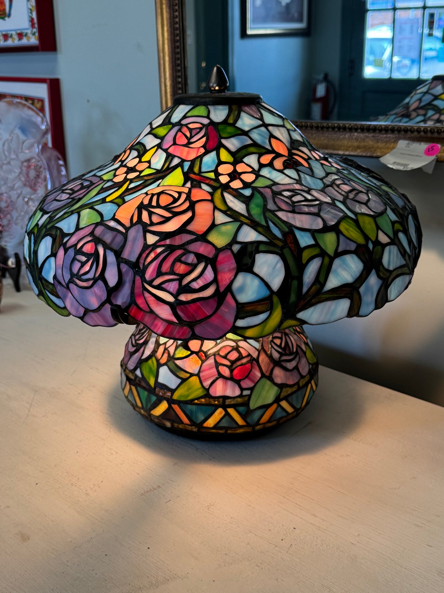 Rose Stained Glass Lamp