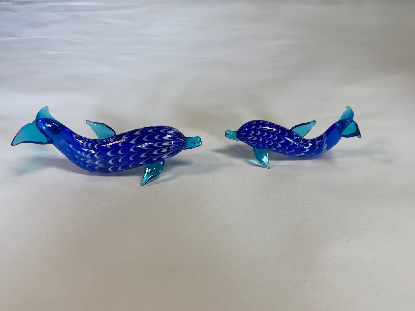 Set Of Two Art Glass Handcrafted Lenox Dolphins
