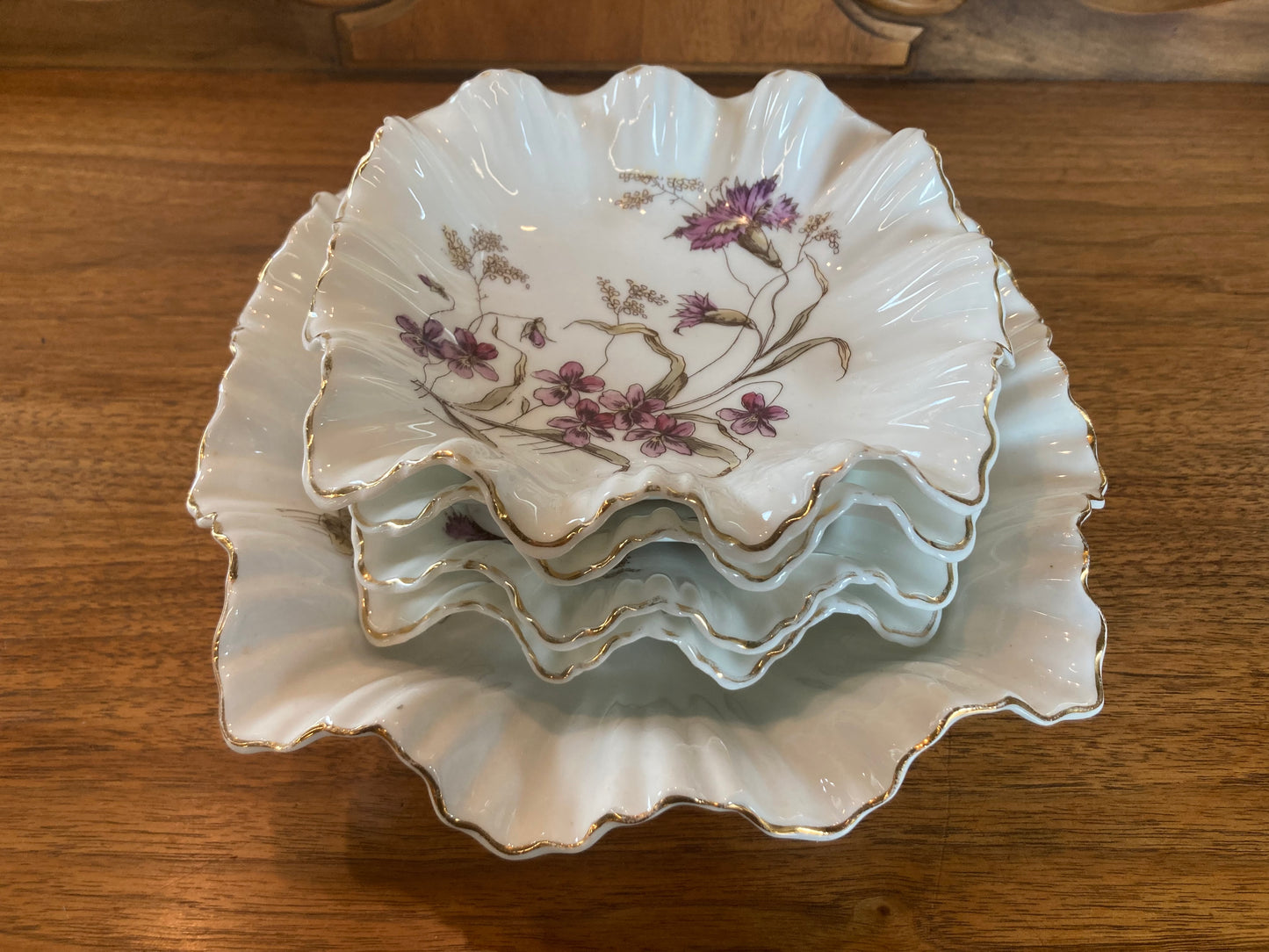 B.S.M. Vintage Bone China Serving Bowl W/Four Matching Small Bowls