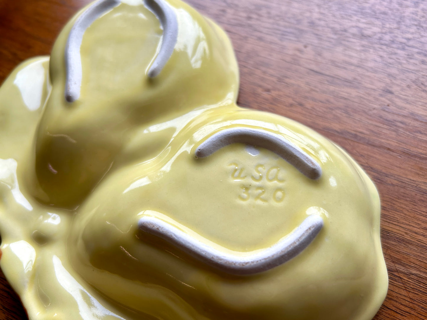 Vintage 1950s Belmar California Pottery USA Yellow Pear Pottery Set, Lazy Susan