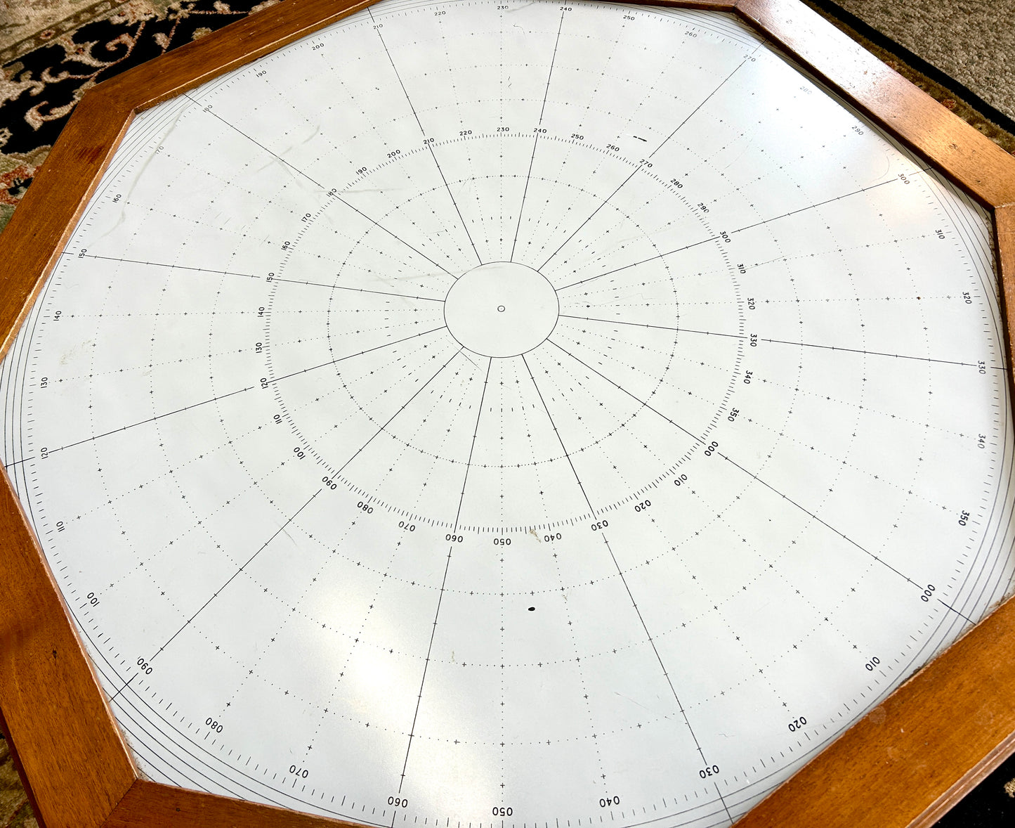 Repurposed Glass Nautical Sailing Map Coffee Table w Custom Solid Wood Base, 38" Wide