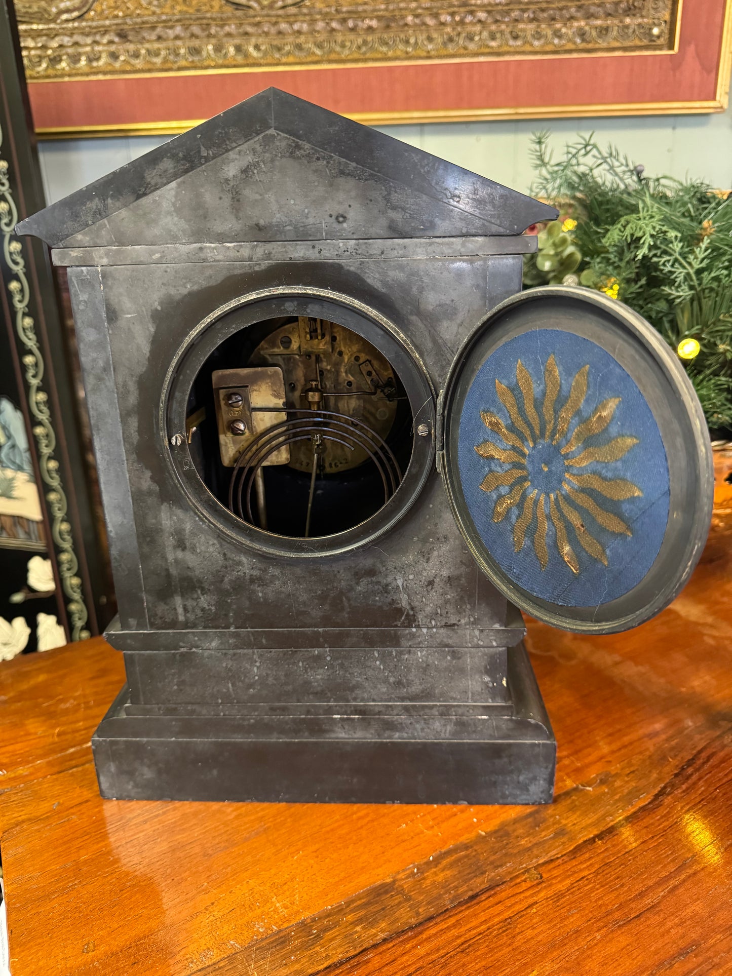 Antique French Marble And Slate Mantel Clock