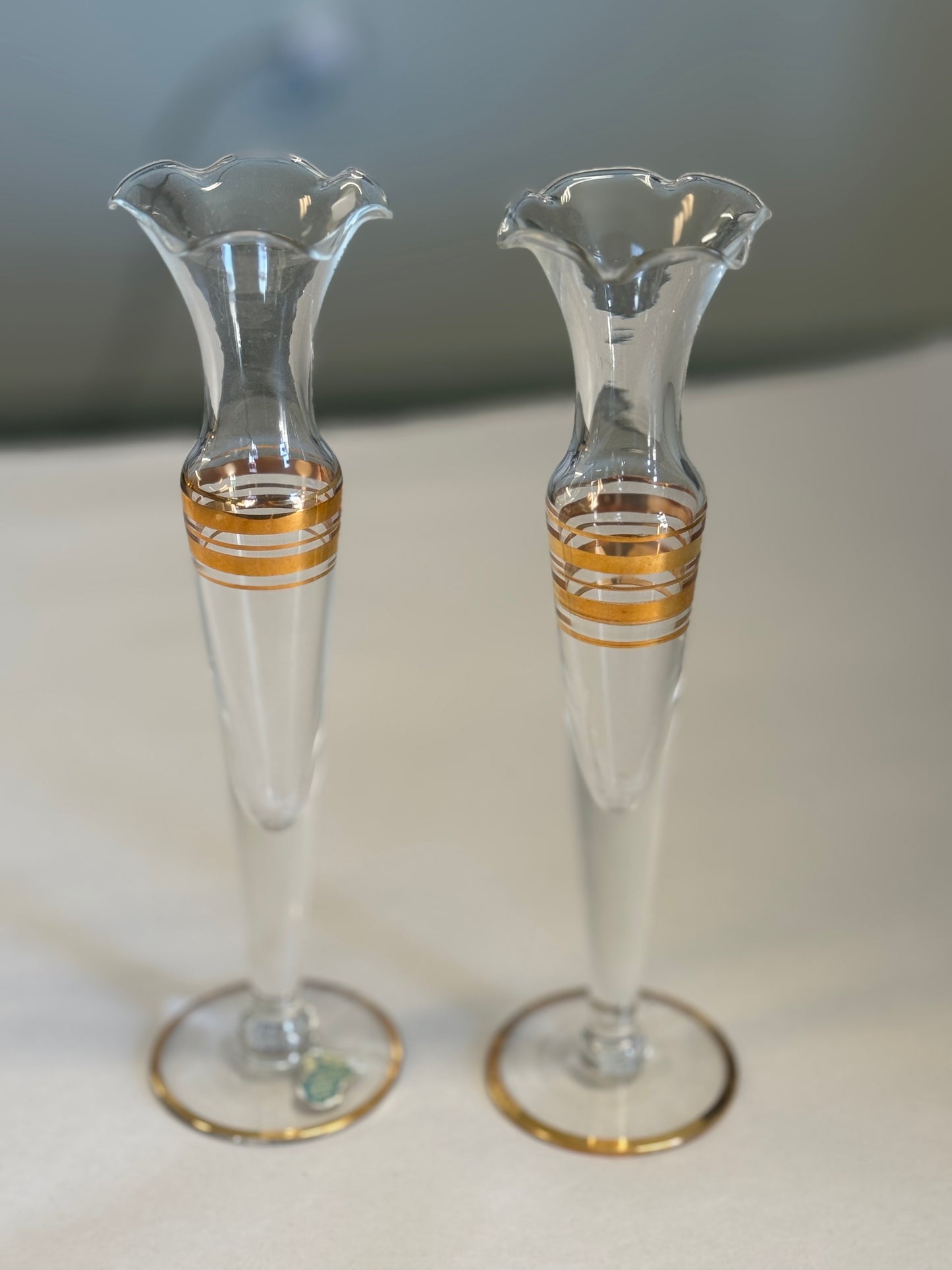 Set Of Two West VA. Glass Company Flute Bud Vases