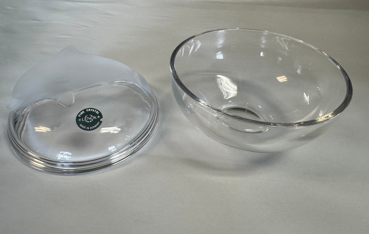 Crystal Lenox Trinket Dish With Frosted Dolphin Lid