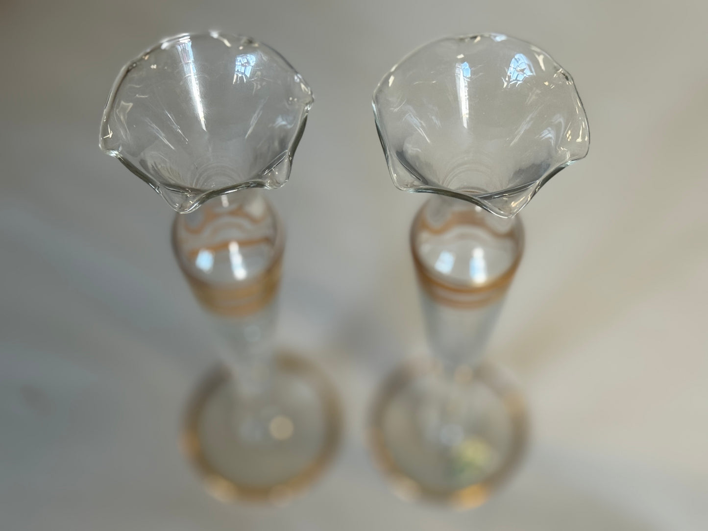 Set Of Two West VA. Glass Company Flute Bud Vases