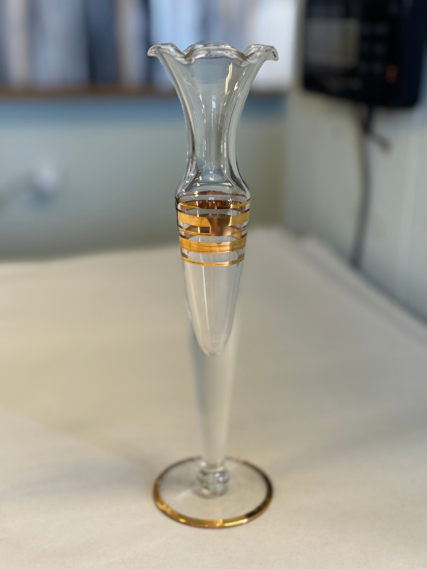 Set Of Two West VA. Glass Company Flute Bud Vases