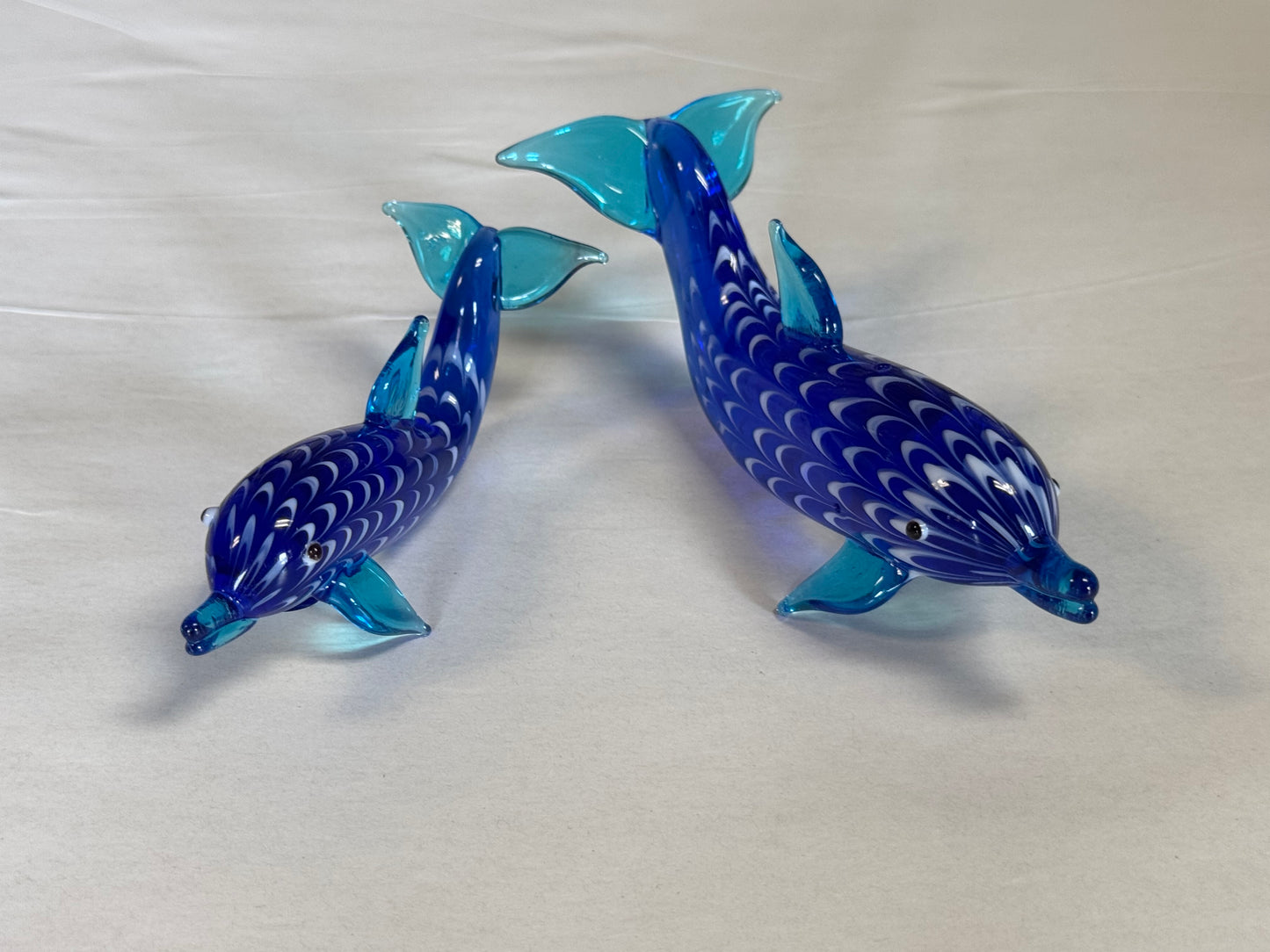 Set Of Two Art Glass Handcrafted Lenox Dolphins