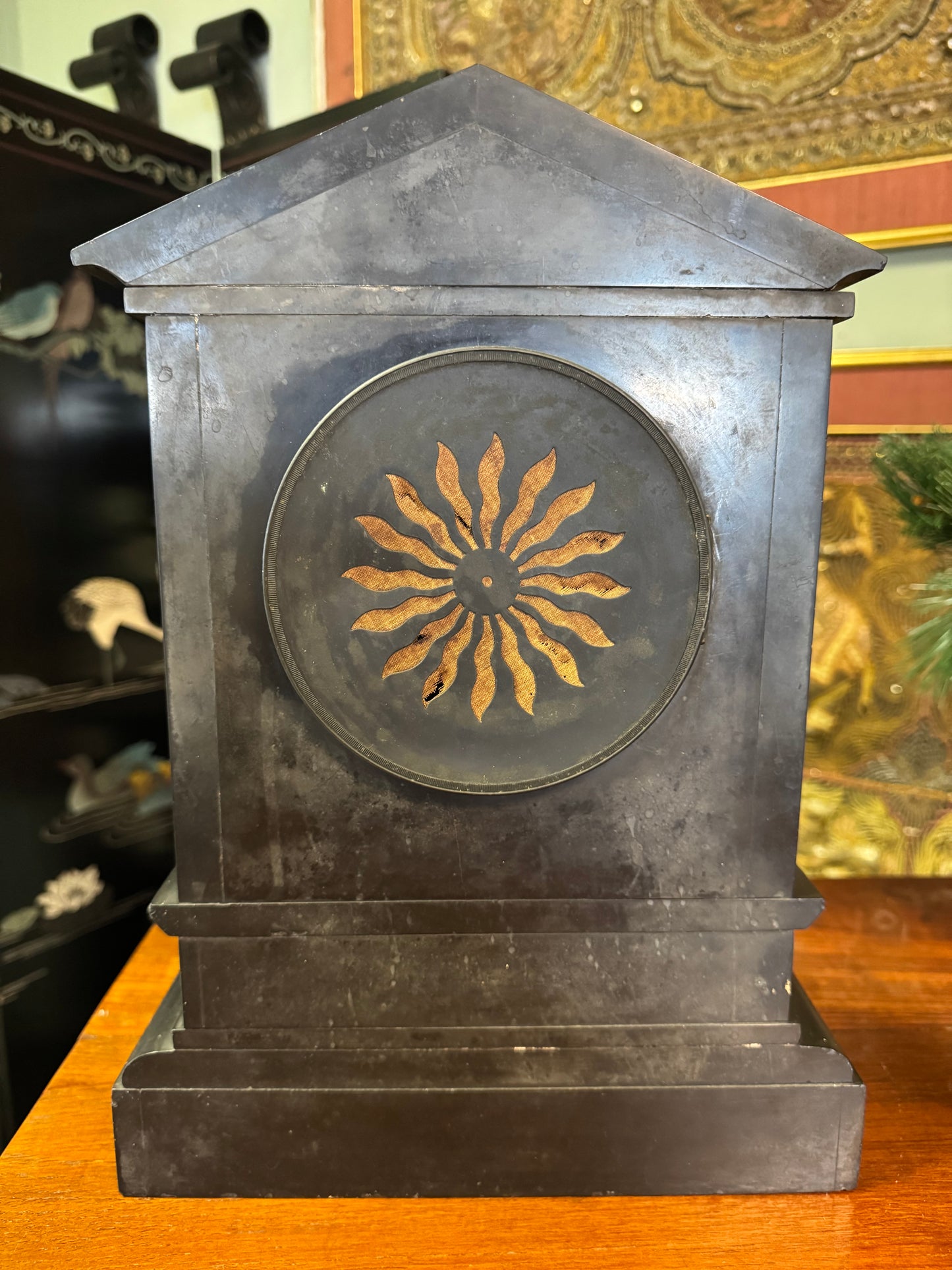 Antique French Marble And Slate Mantel Clock