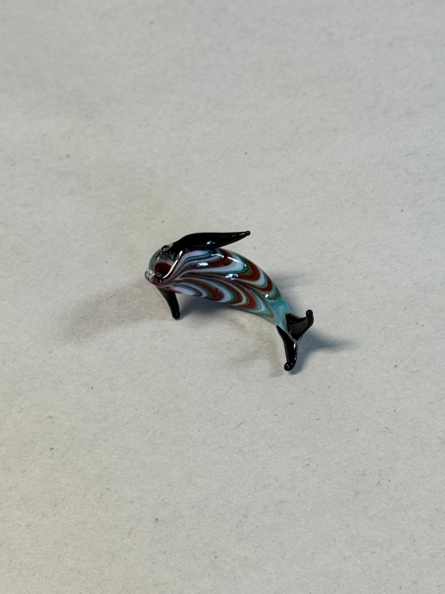 Set of Four Hand-Blown Miniature Art Glass Dolphins