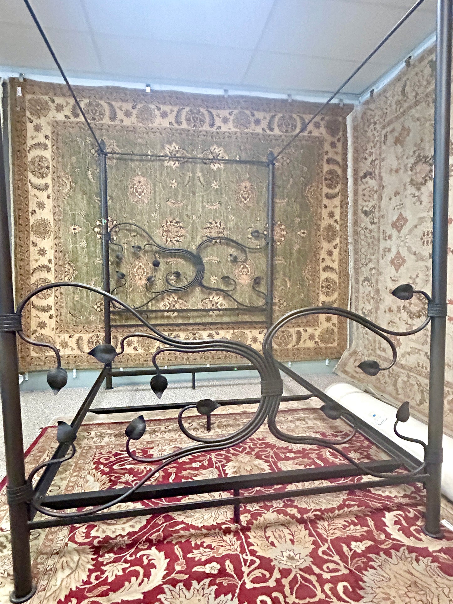 Eden Isle Iron Canopy Artisan Blacksmith Crafted Double Bed By Stone County Ironworks, USA