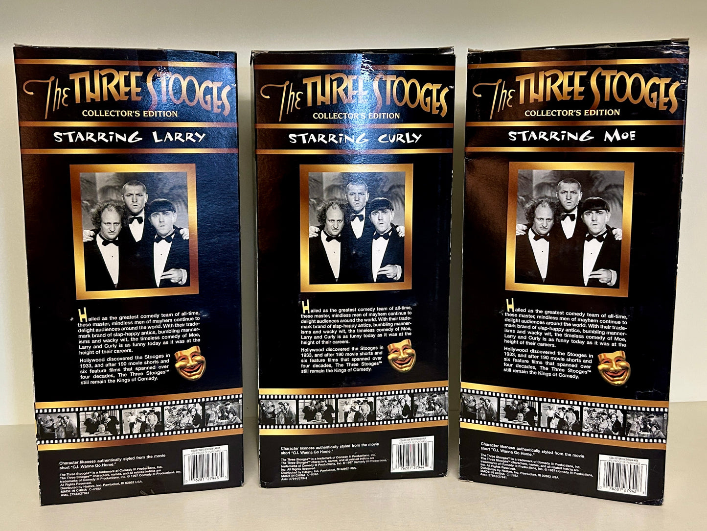 Hasbro The Three Stooges Collector's Doll Set, 14" Tall Larry, Moe & Curly, IOB