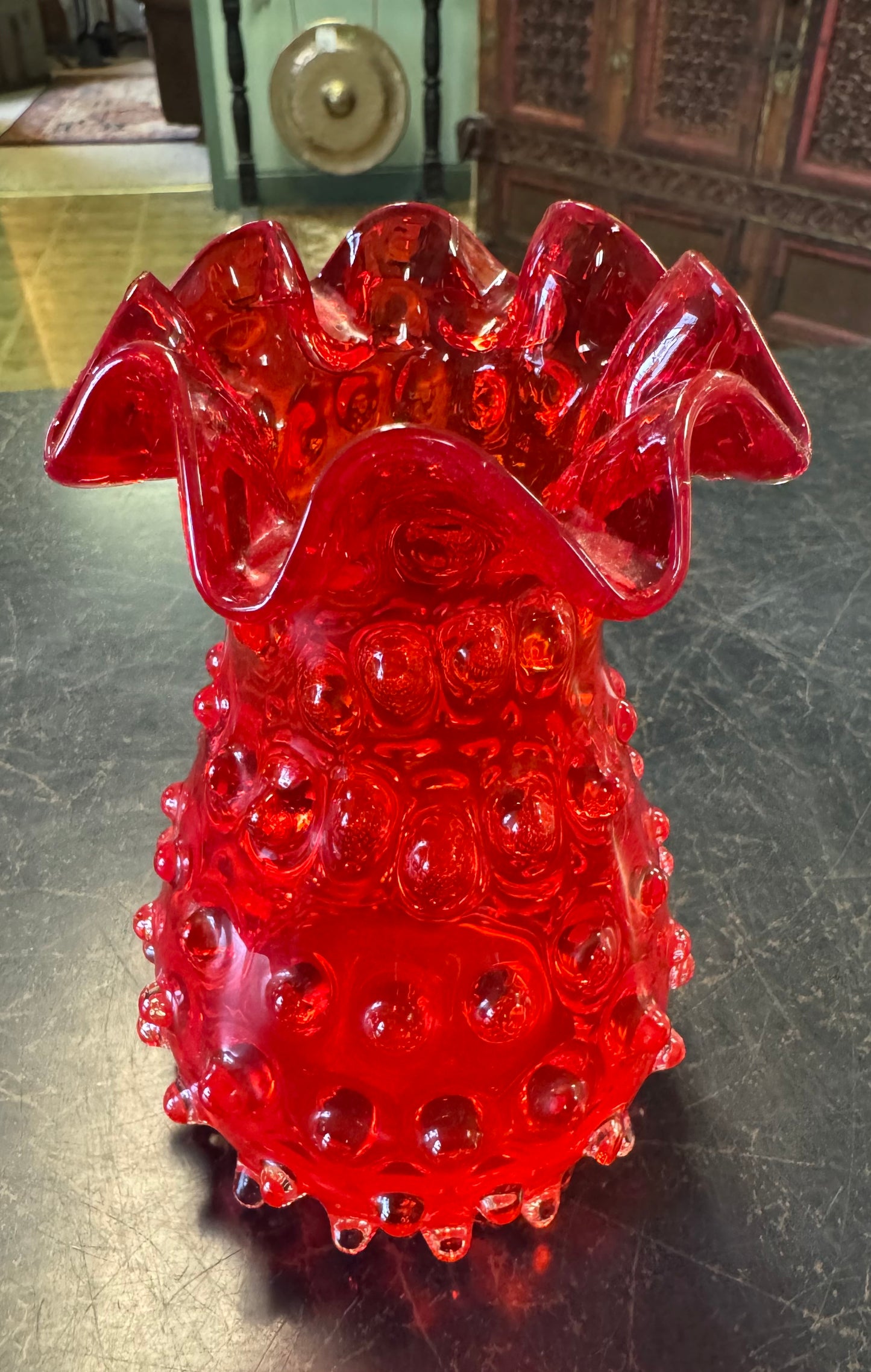 Red Hobnail Vase