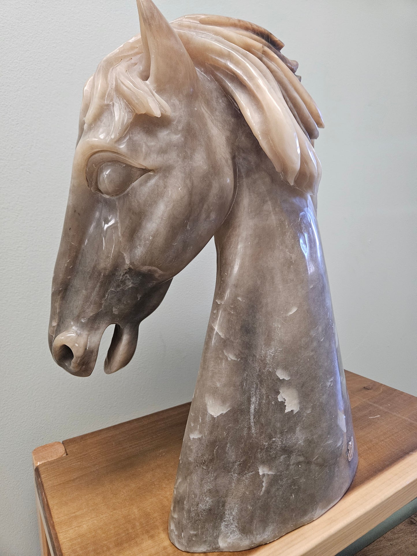 Authentic Signed Spanish Alabaster Horse Head