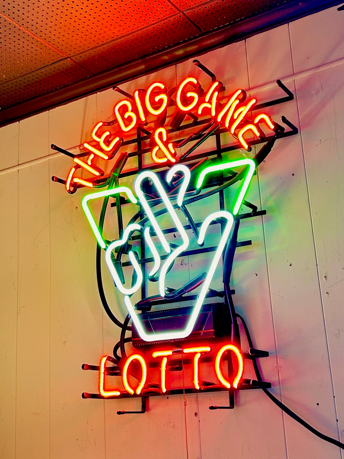 Neon Sign, Virginia Lotto, The Big Game & Lottery, 28" x 23" Light