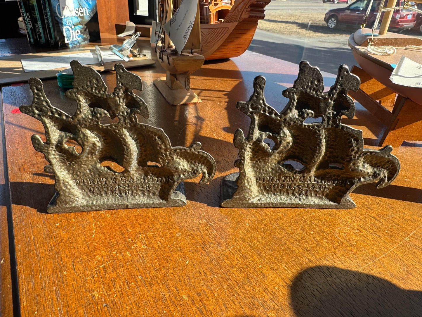 Cast Iron Pirate Galleon 1928 Bookends