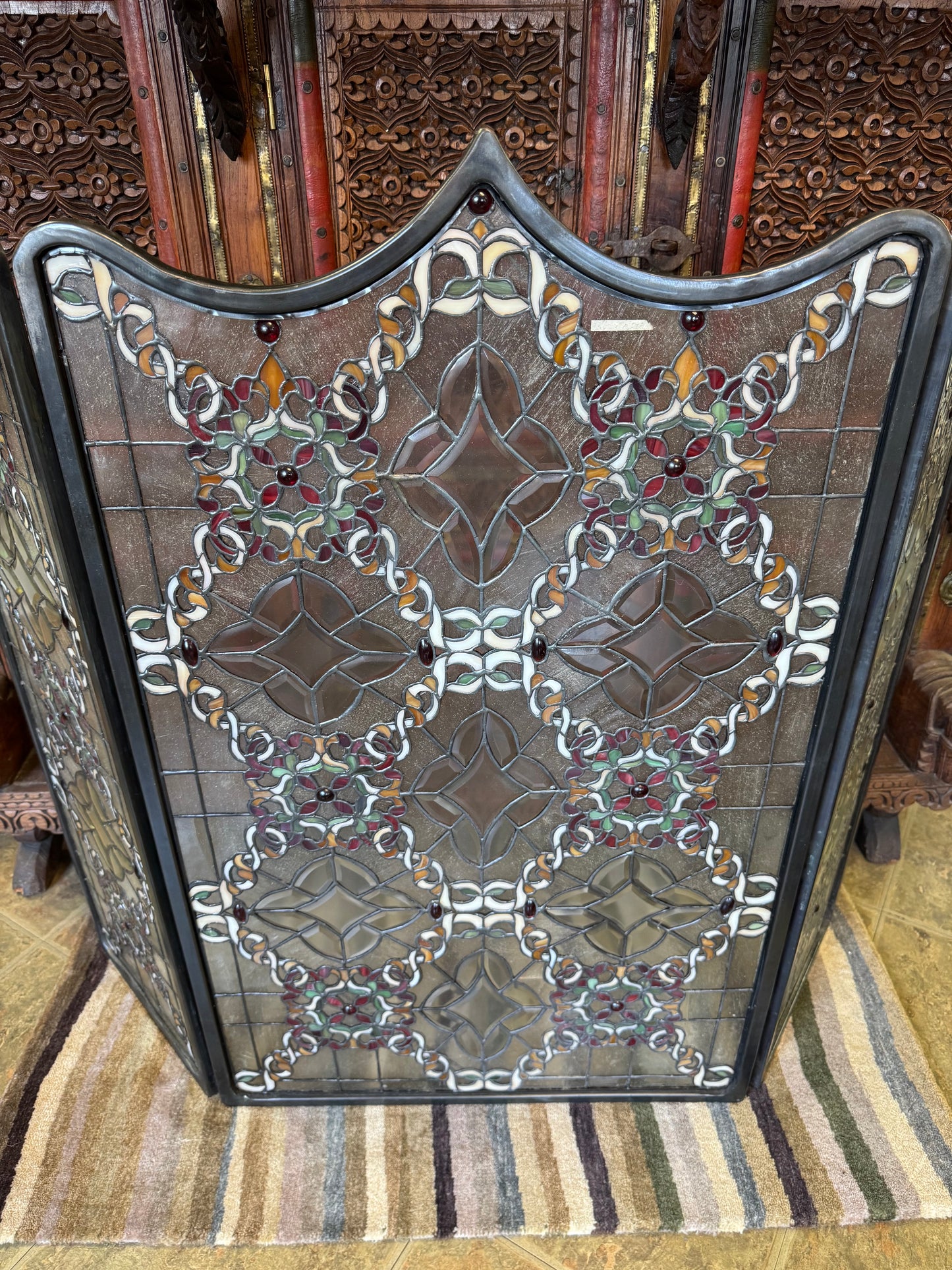 Meyda Tiffany Victorian Beveled Folding Fireplace Screen