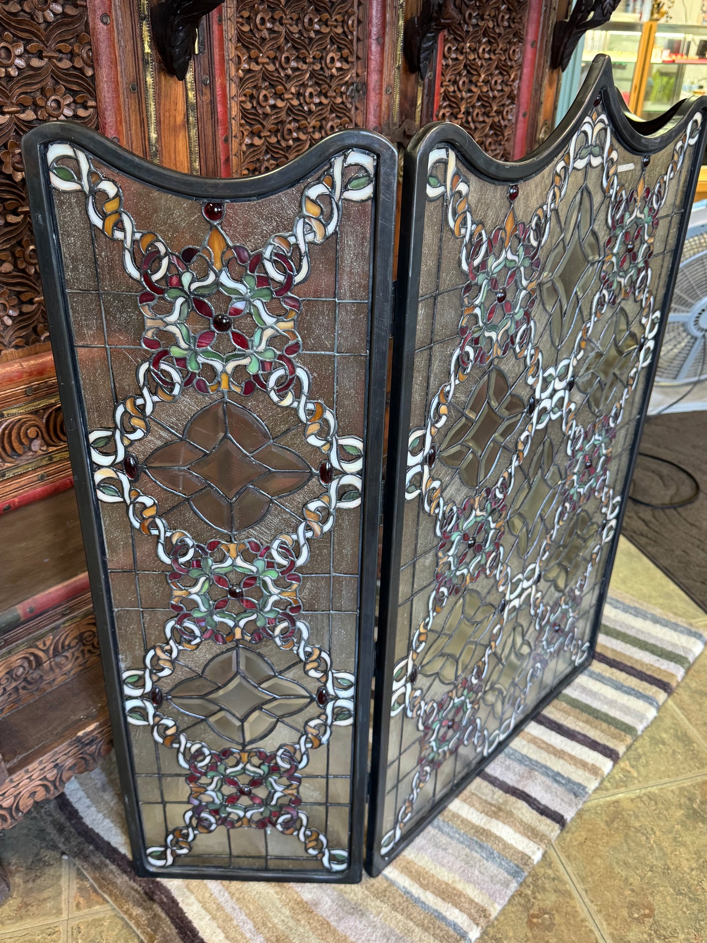 Meyda Tiffany Victorian Beveled Folding Fireplace Screen