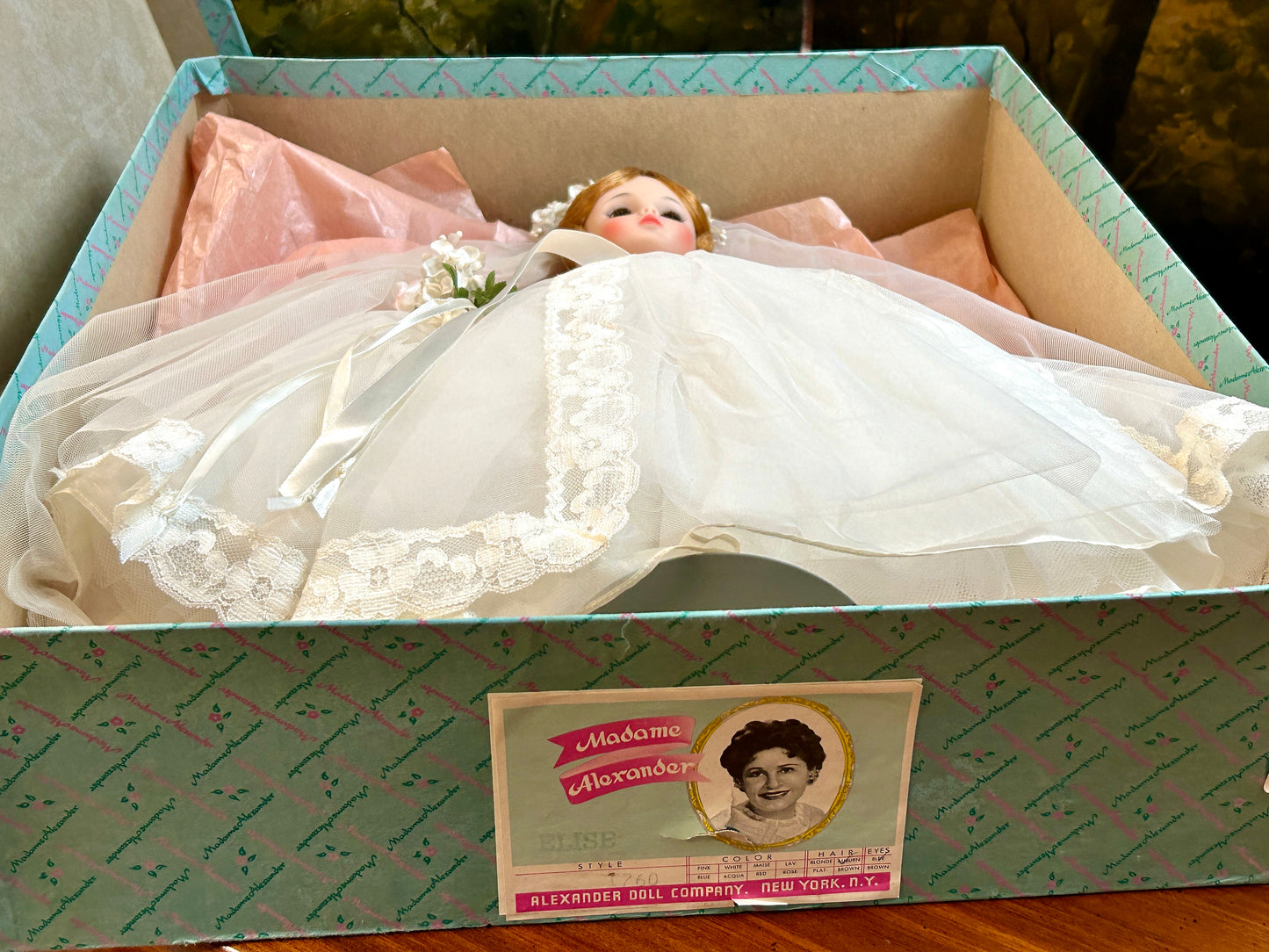 1950s Madame Alexander Doll, the Elise Bride Doll in Original Box, Wedding Gown, Style 1760