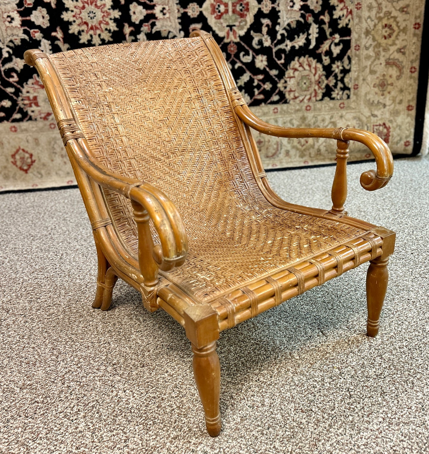 Beautiful, Vintage Bamboo and Wicker Accent Chair, 33" Tall x 26" Wide