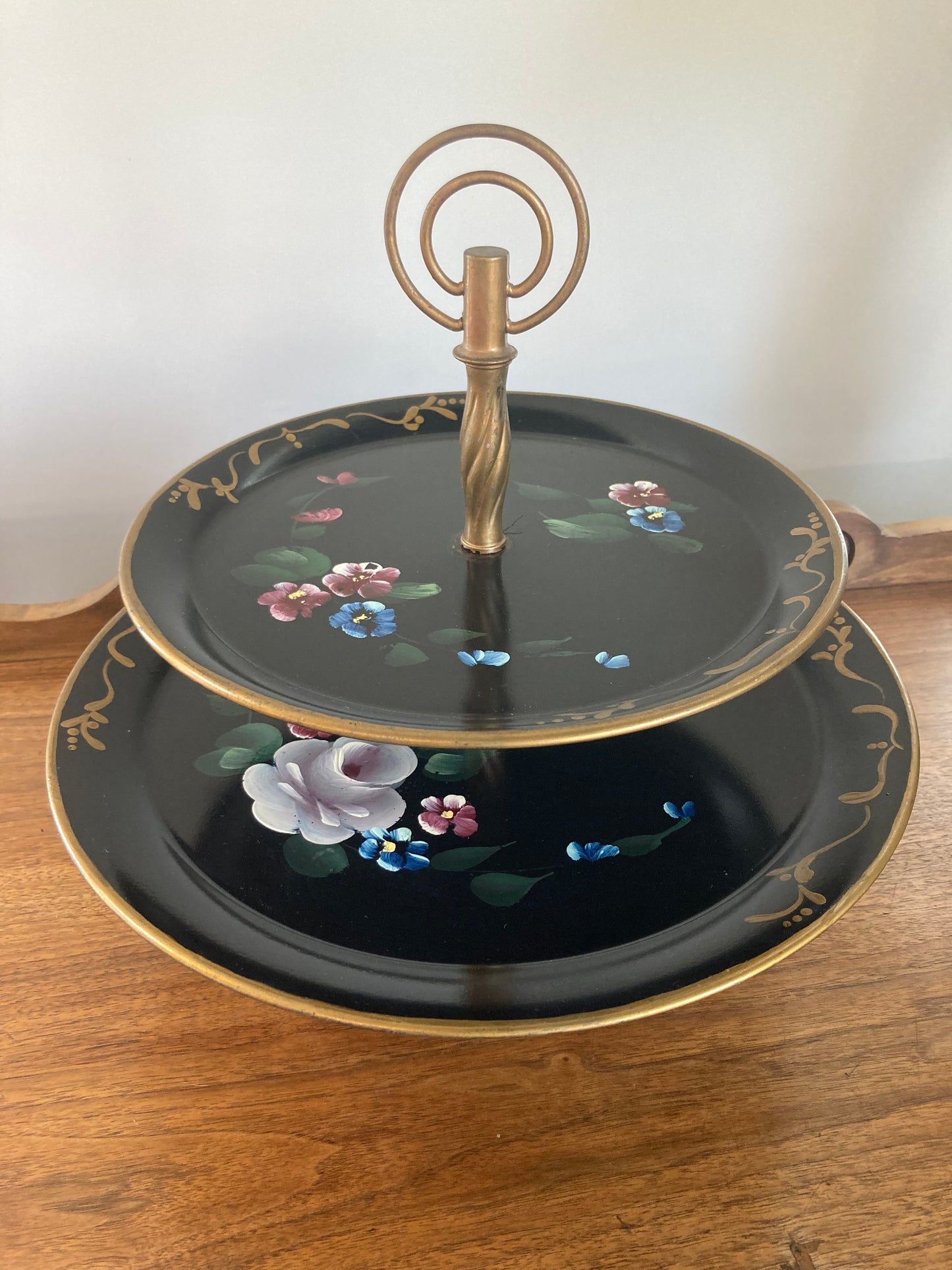 Hand Painted Two Tier Serving Tray