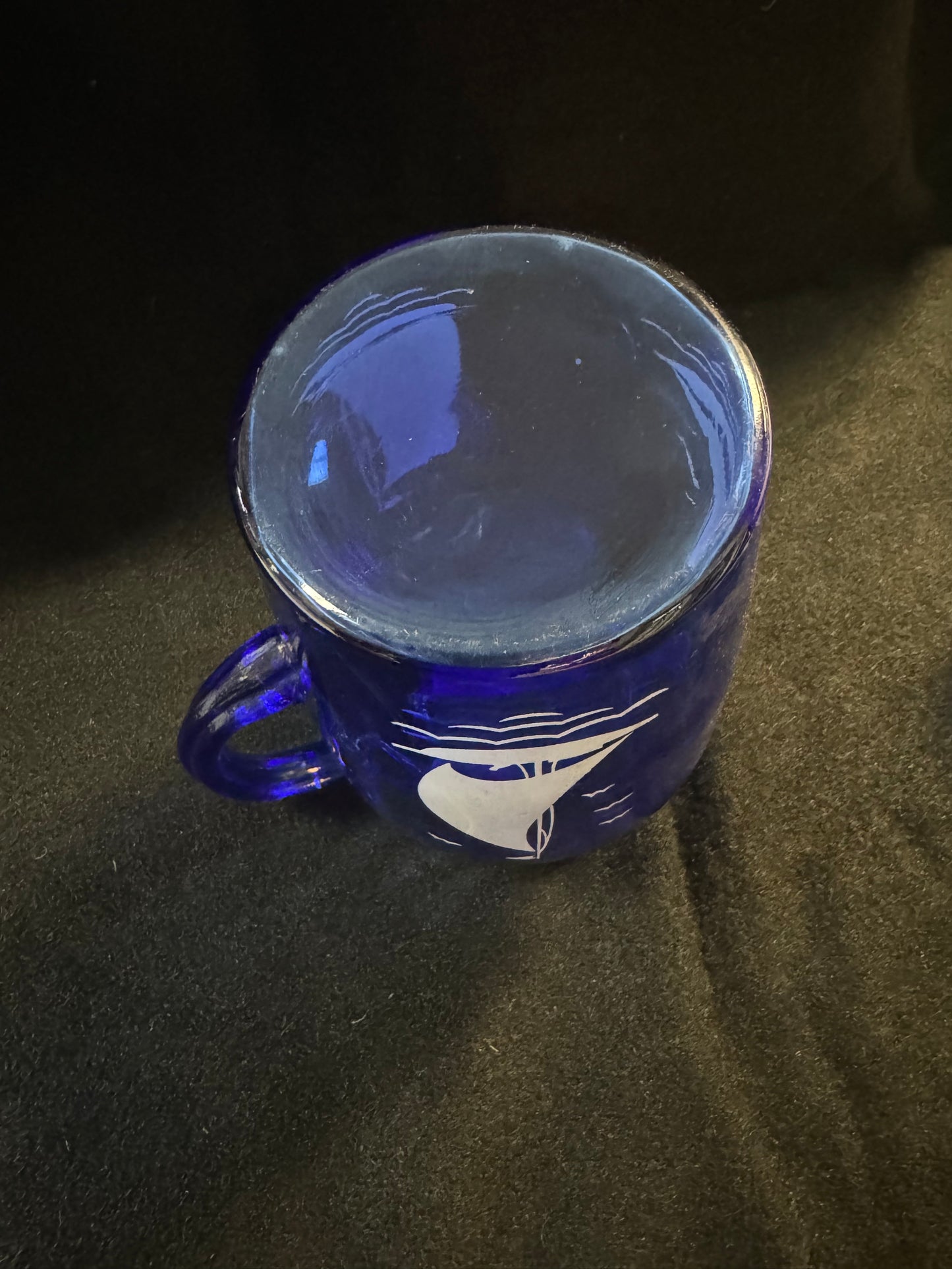 Blue Sailboat Pitcher & Four Glasses Set