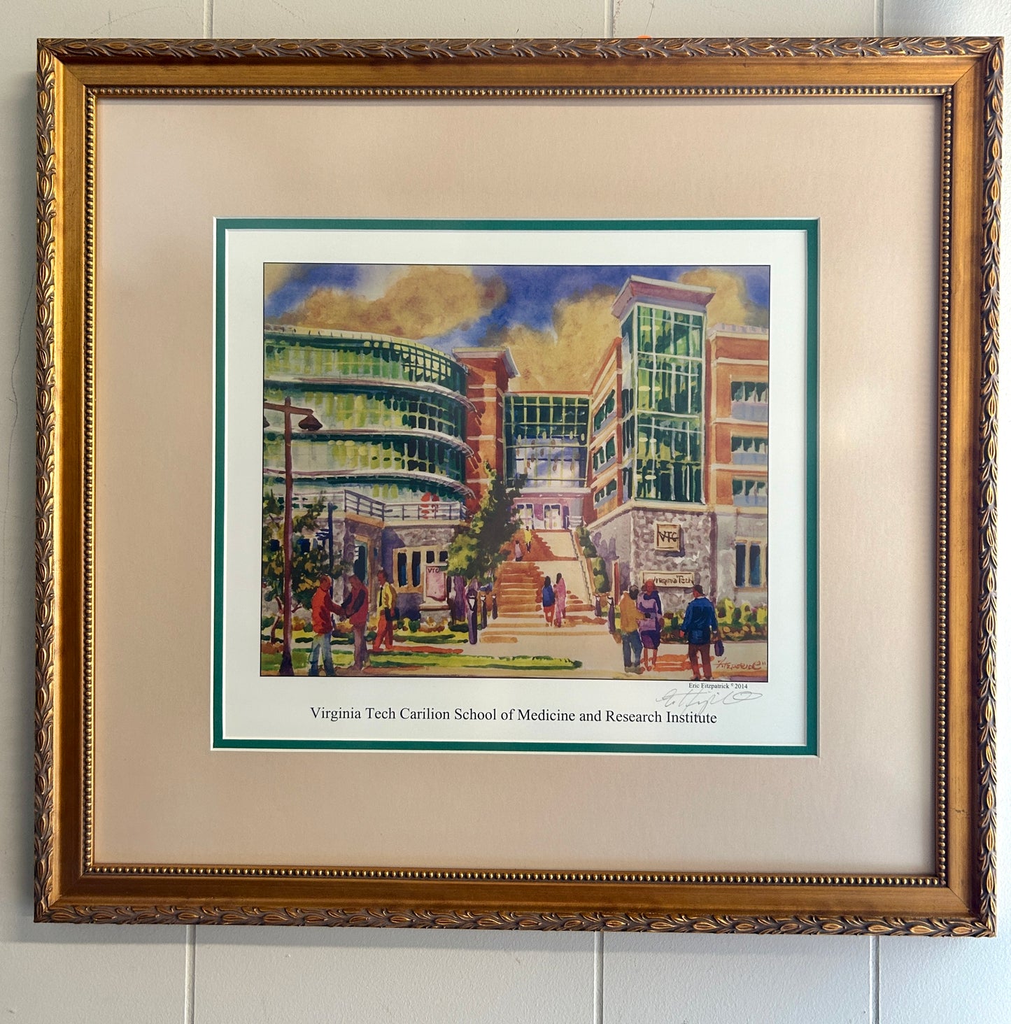 Signed Print, Virginia Tech Carilion School of Medicine and Research Institute, Eric Fitzpatrick, 20", Custom Matted and Framed