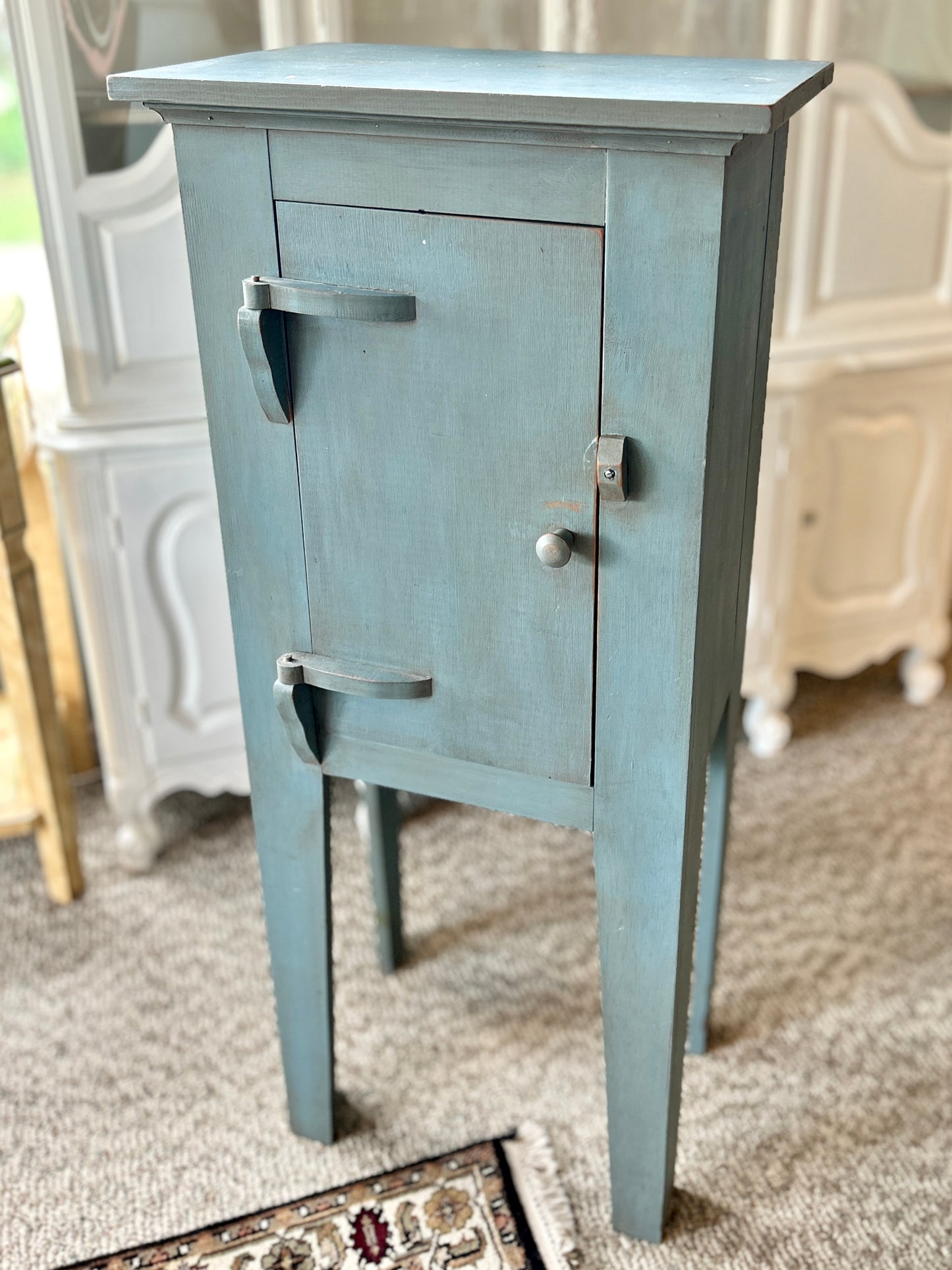 Primitive Solid Wood Jelly Cupboard with Icebox Style Door, 49" Tall