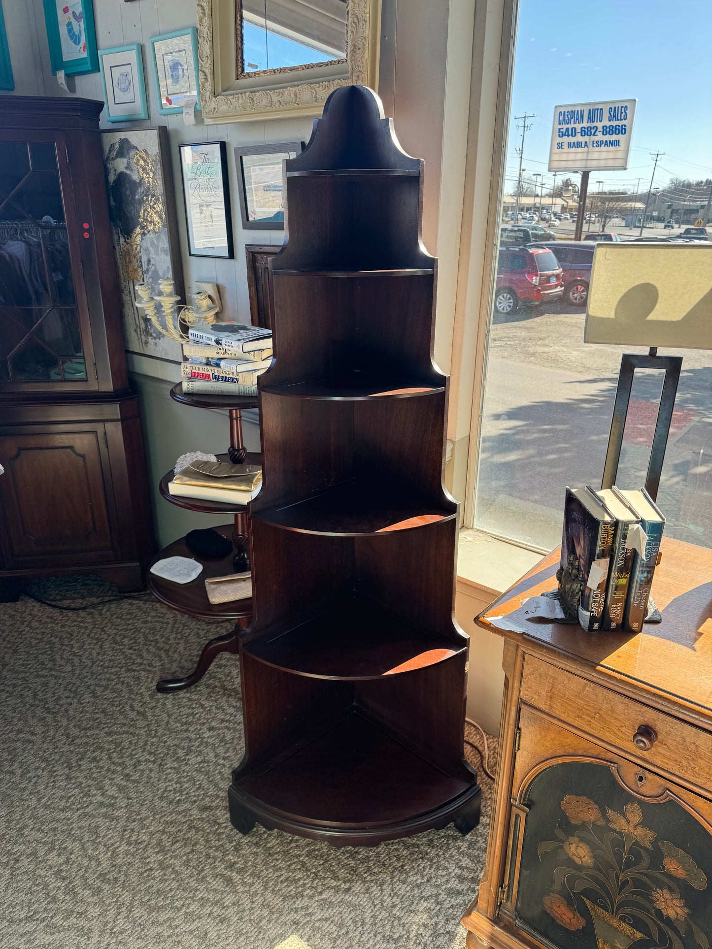 Mahogany Six-Tier Corner Shelf