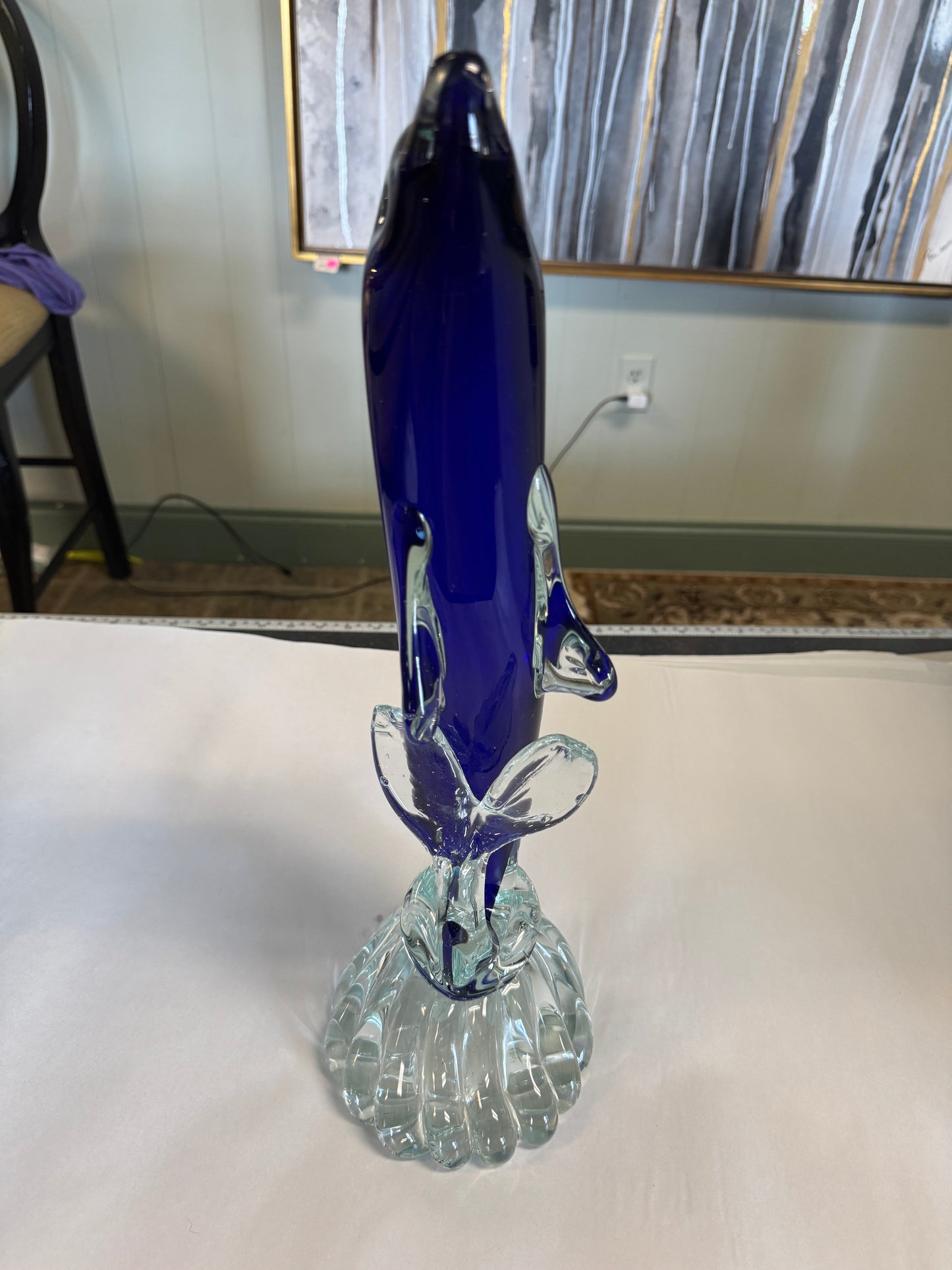 Murano Glass Cobalt Blue Dolphin Figurine