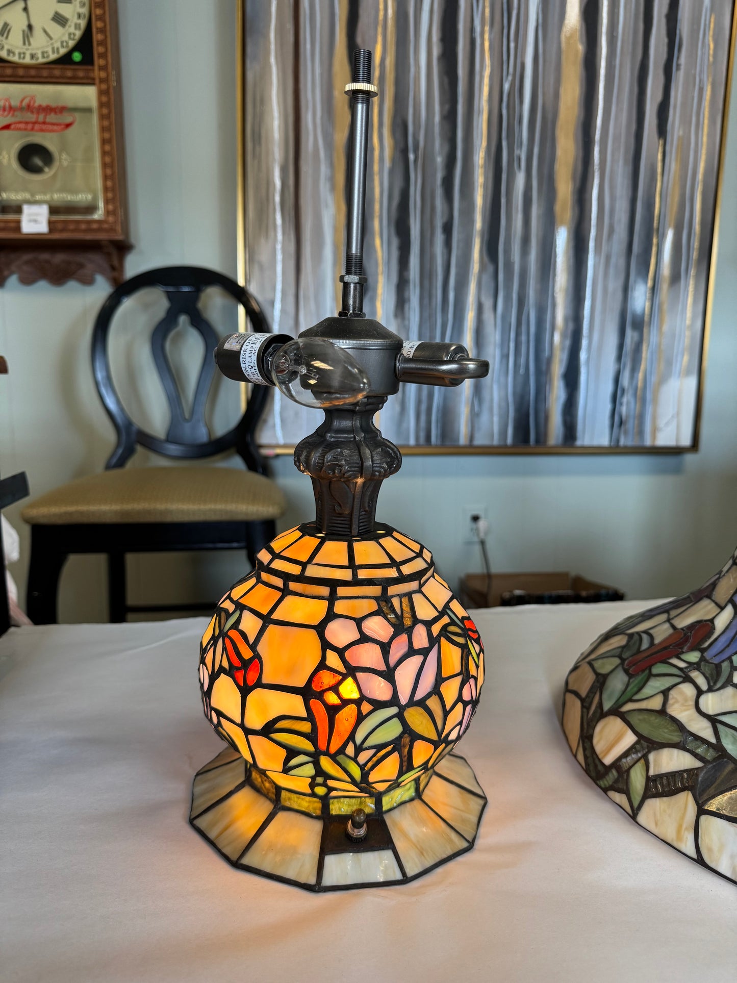 Tulip and Iris Stained Glass Table Lamp
