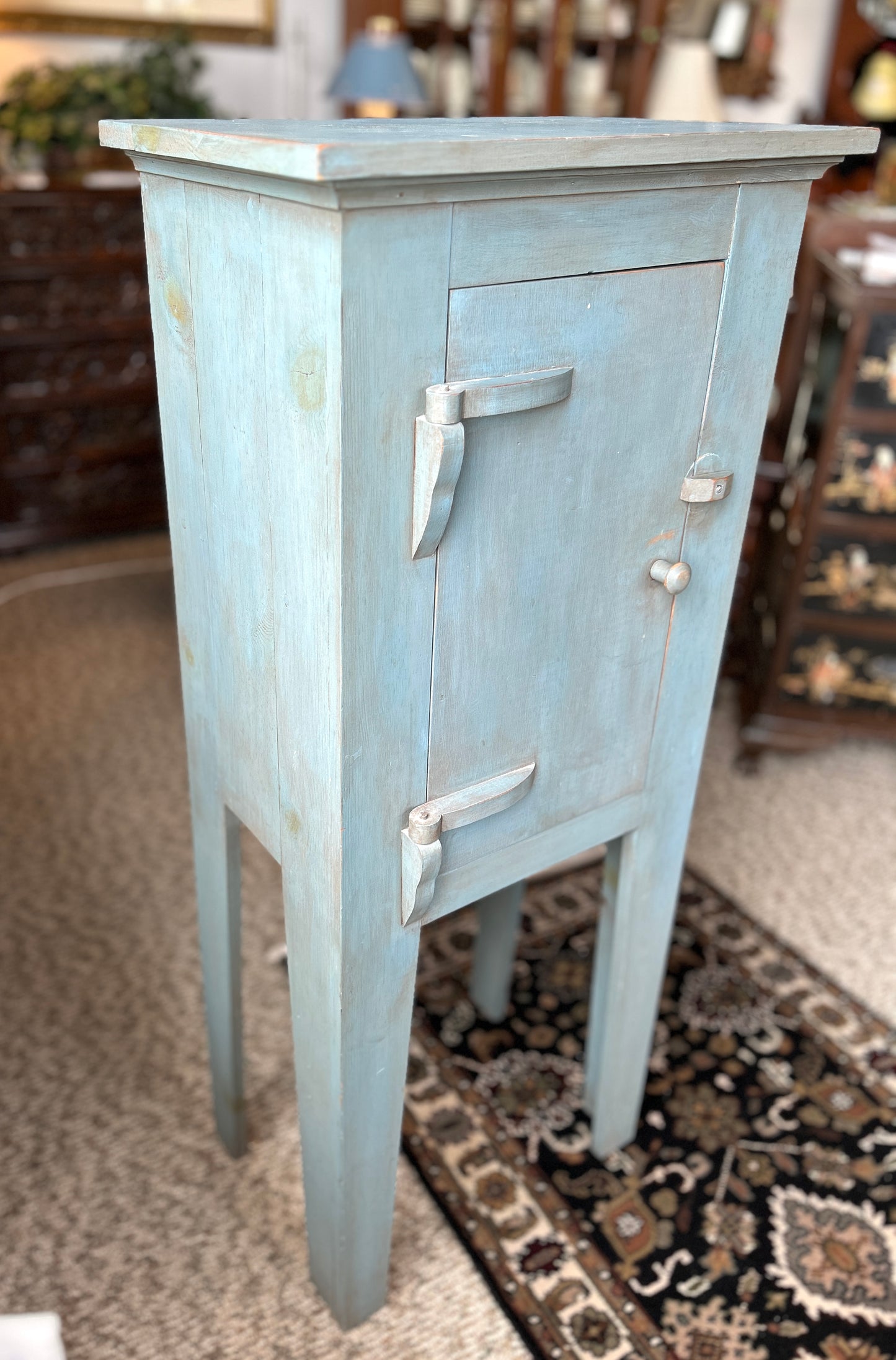 Primitive Solid Wood Jelly Cupboard with Icebox Style Door, 49" Tall