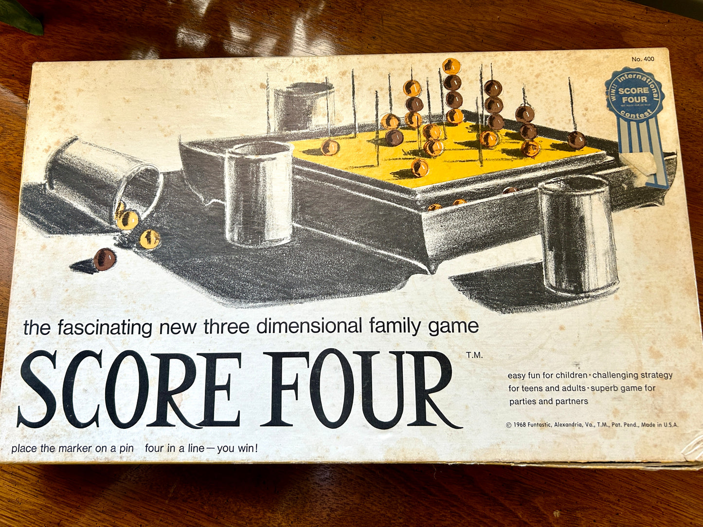 Vintage Board Game, 1968 "Score Four" by Funtastic, Alexandria, Virginia