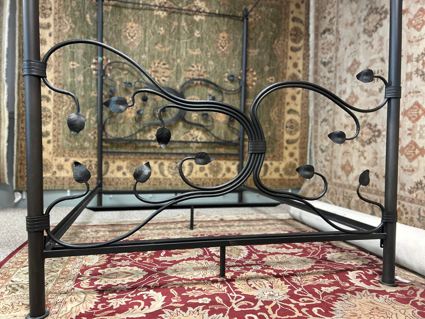 Eden Isle Iron Canopy Artisan Blacksmith Crafted Double Bed By Stone County Ironworks, USA