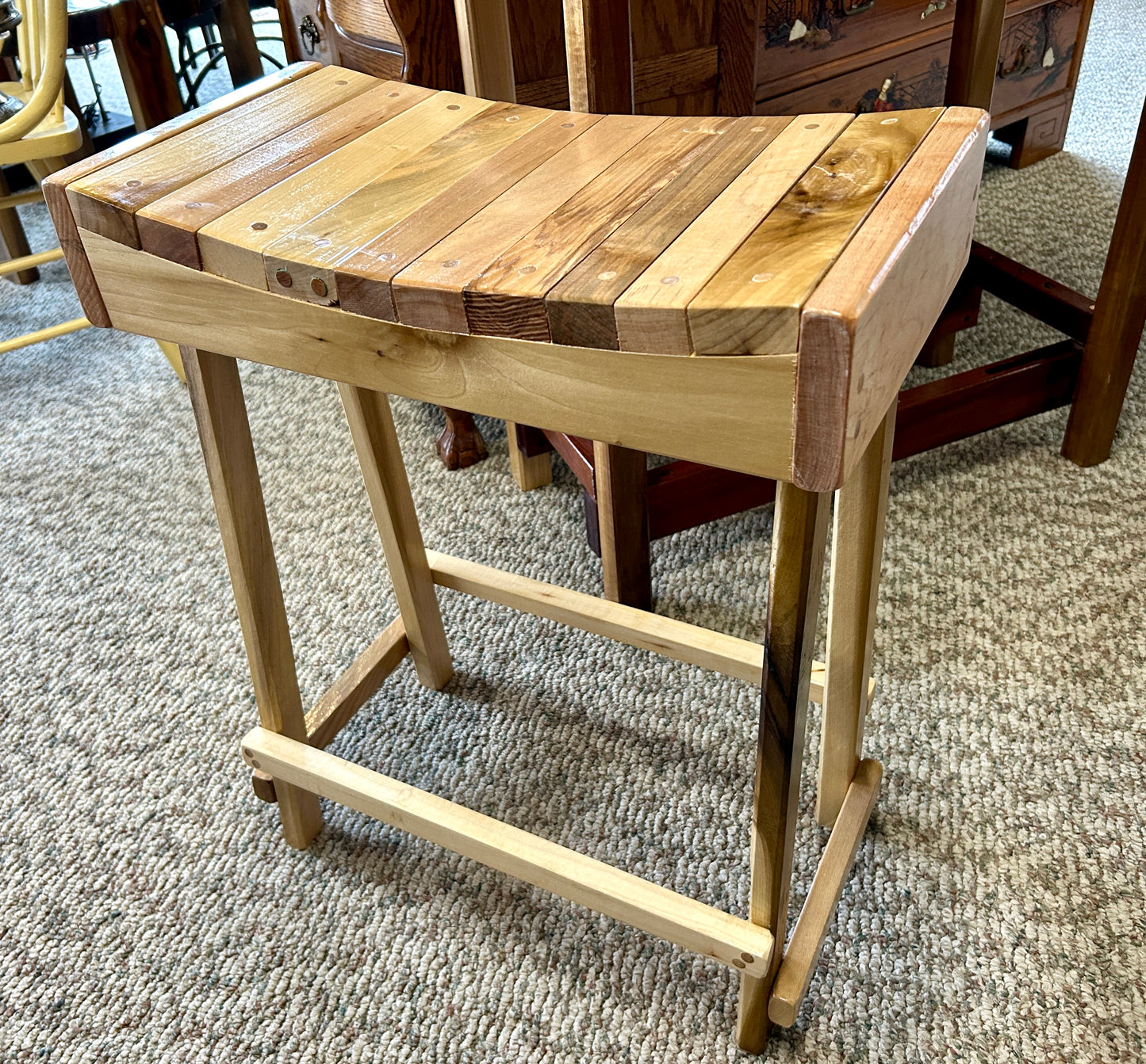 Handcrafted Wooden Bar Table and Stools, Solid Poplar, 36" Table Height