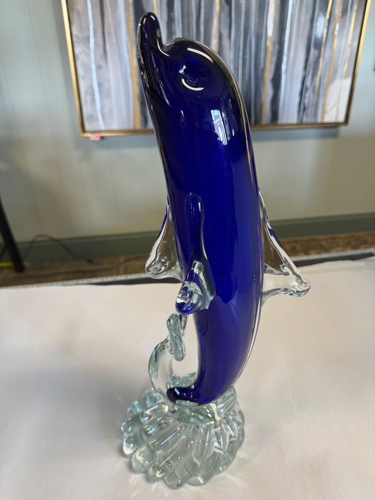 Murano Glass Cobalt Blue Dolphin Figurine