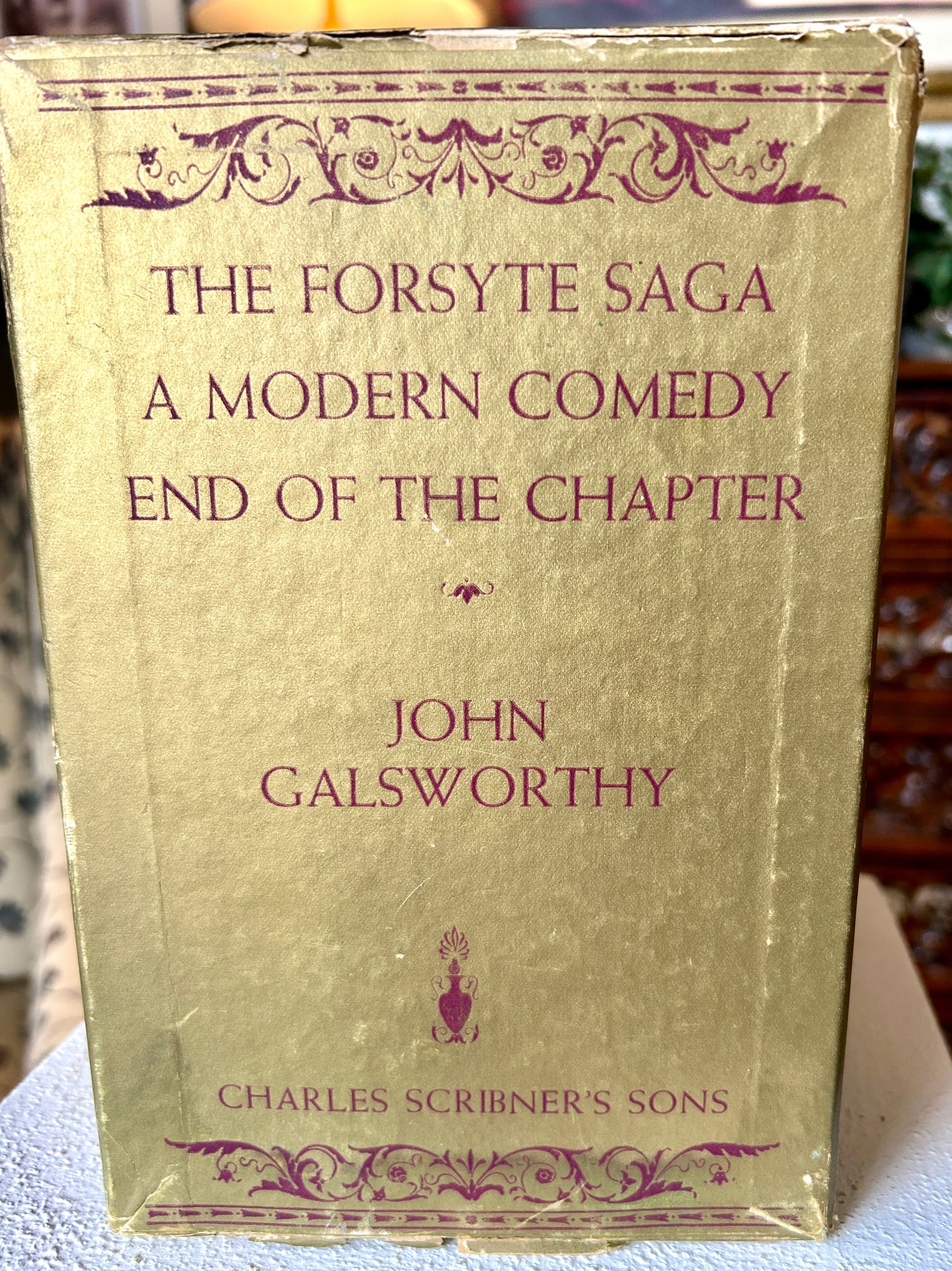 Rare Set of Three 1935 Hardcover Books by John Galsworthy, Modern Comedy, End of the Chapter & Forsyte Saga